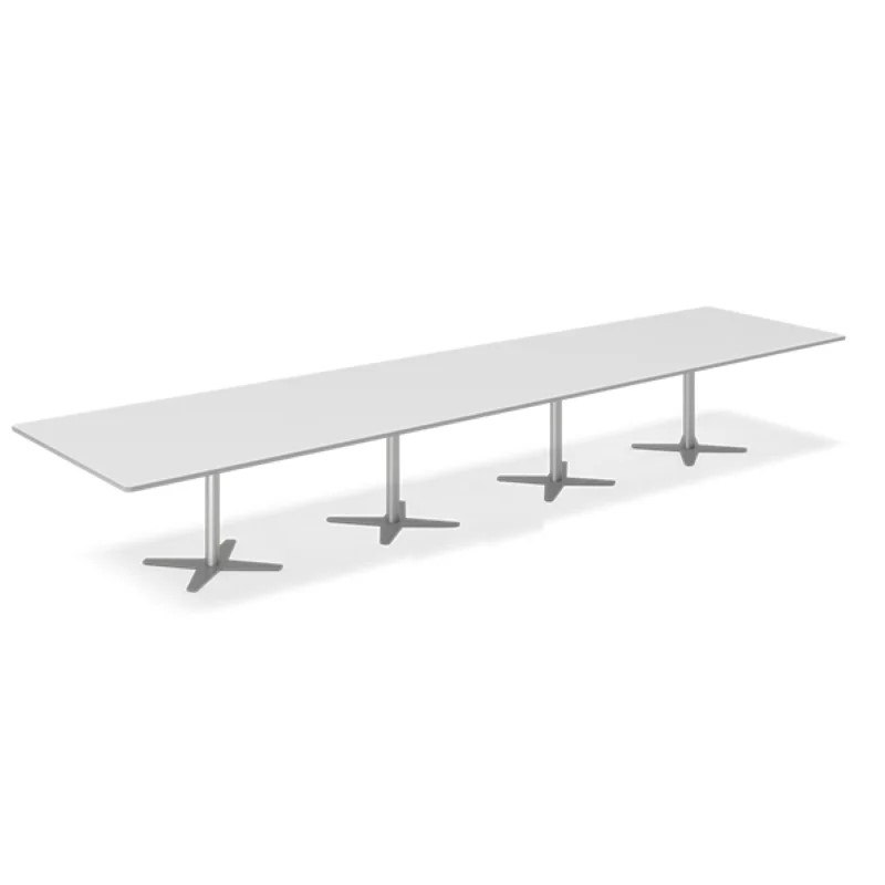 Konferensbord DNA rektangulär, silvergrått stativ, ljusgrå bordsskiva 440x120cm