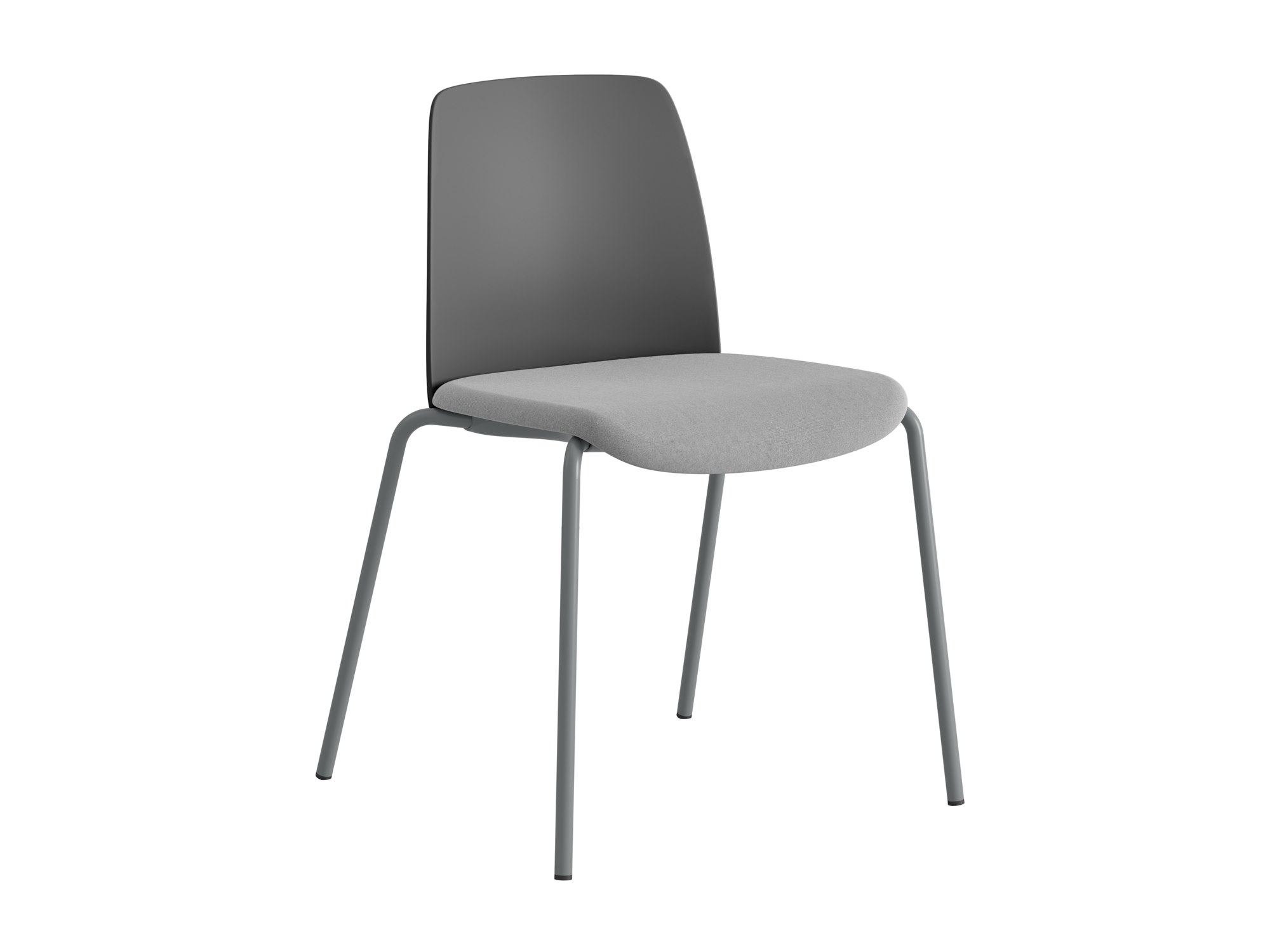 Choice, mörkgrå plastrygg, ljusgrå tygklädd sits, silvergrått stativ