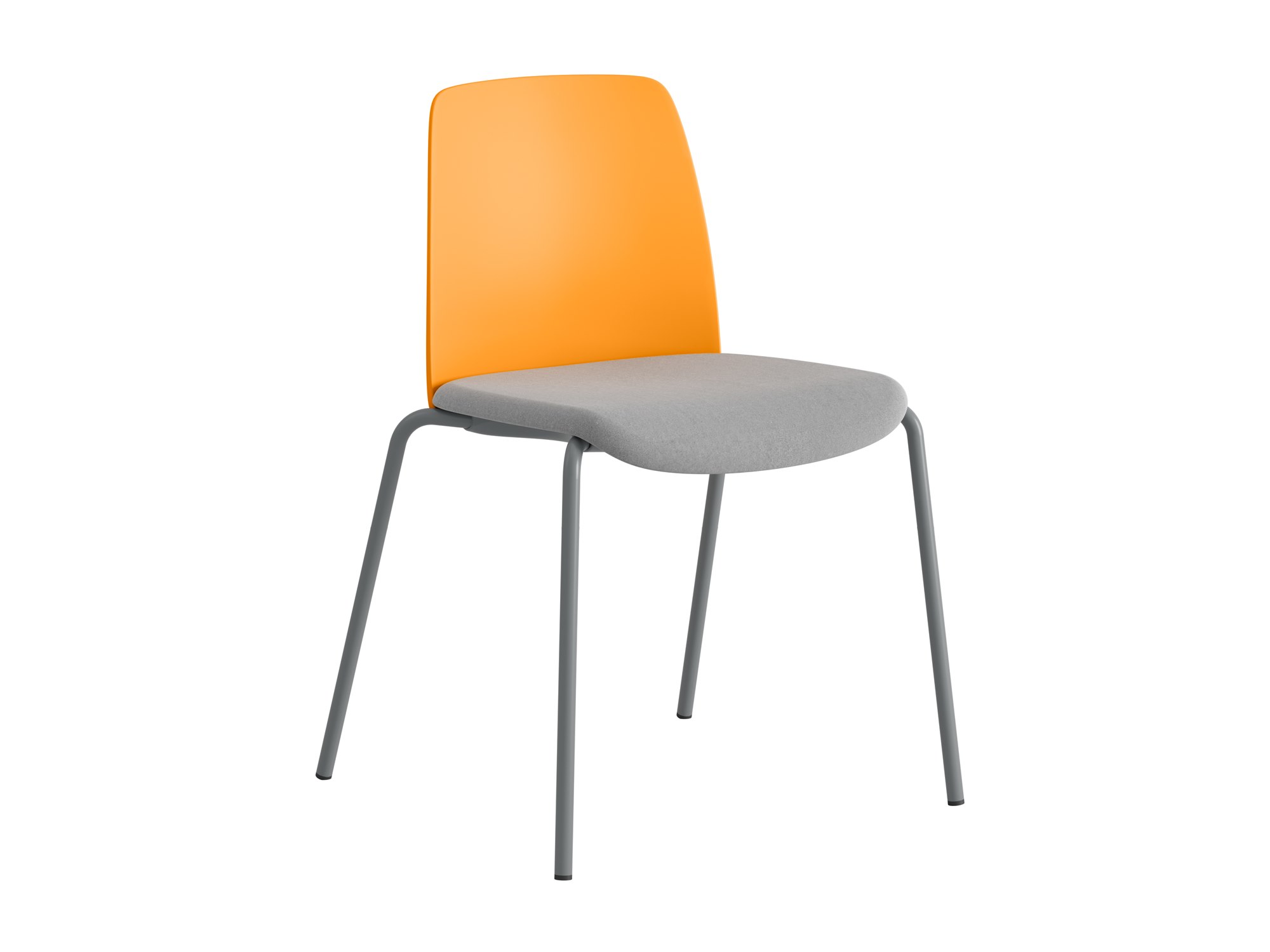 Choice, orange plastrygg, ljusgrå tygklädd sits, silvergrått stativ