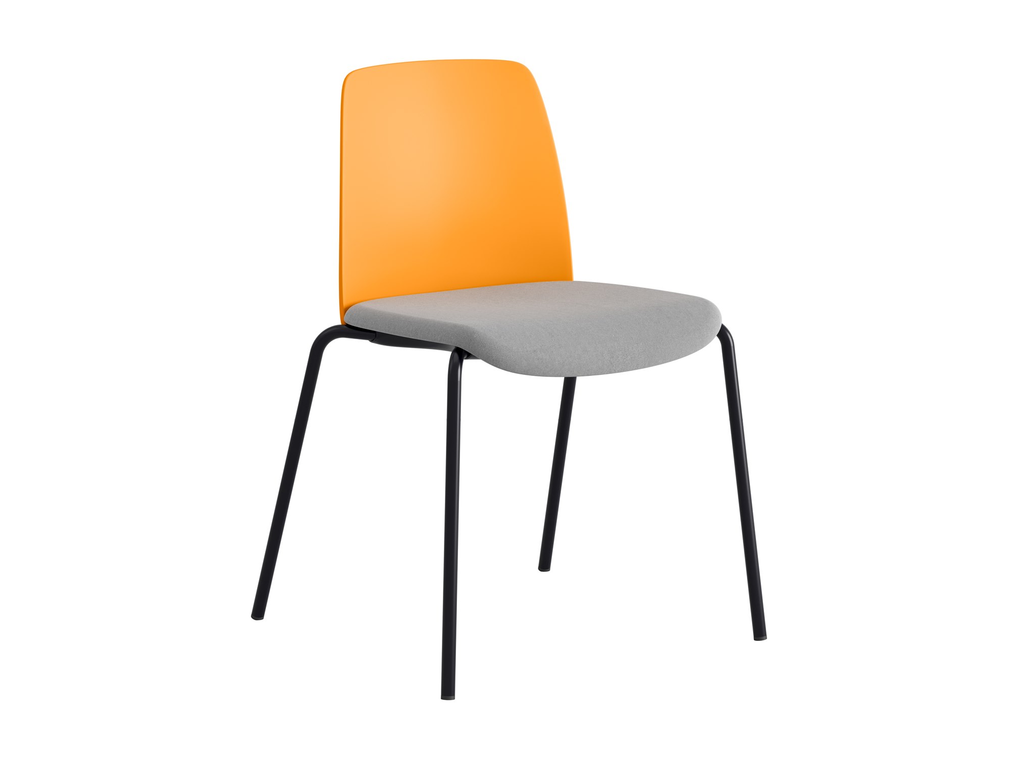 Choice, orange plastrygg, ljusgrå tygklädd sits, svart stativ