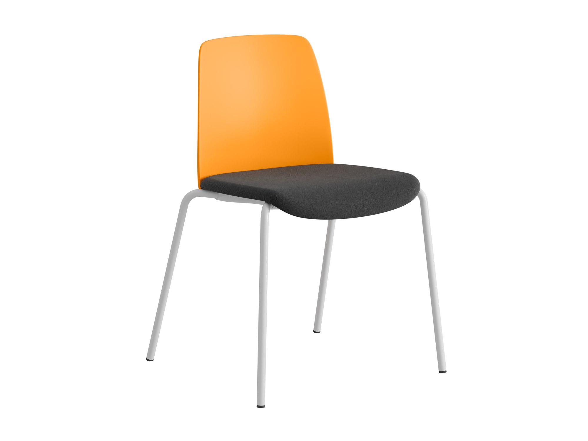 Choice, orange plastrygg, svart tygklädd sits, vitt stativ