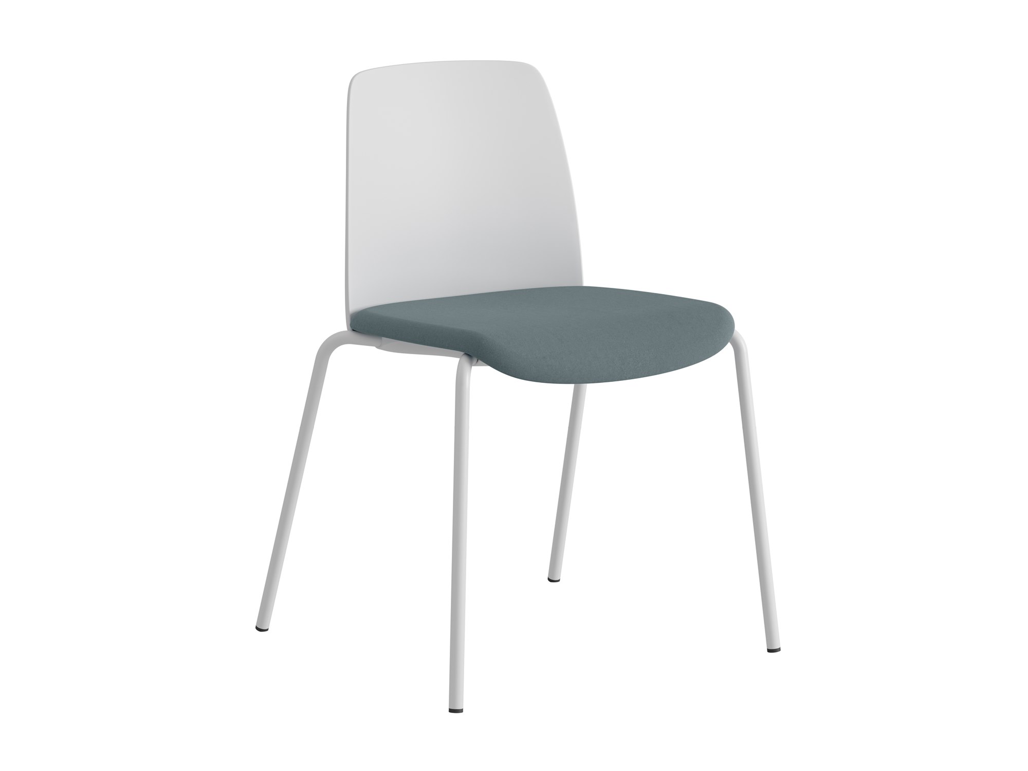 Choice, vit plastrygg, blå tygklädd sits, vitt stativ