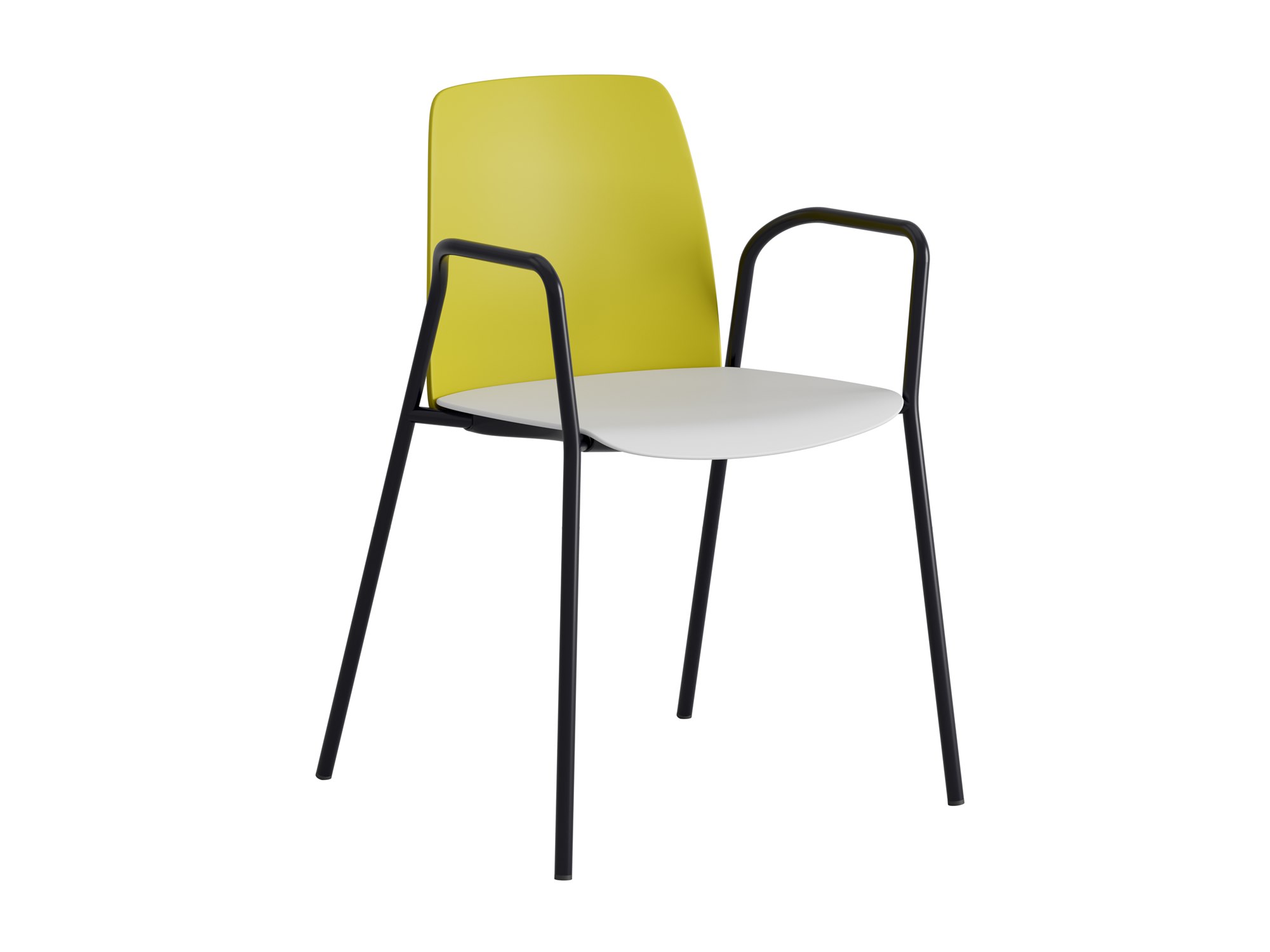 Choice, armstöd, limegrön plastrygg, vit plastsits, svart stativ