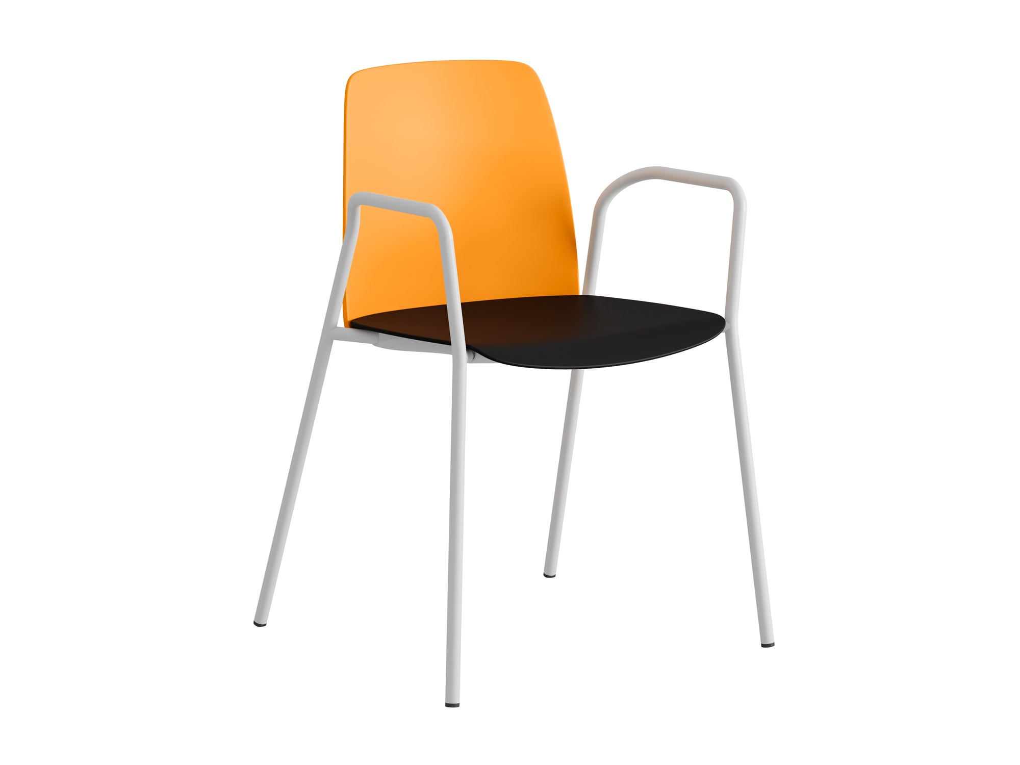 Choice, armstöd, orange plastrygg, svart plastsits, vitt stativ