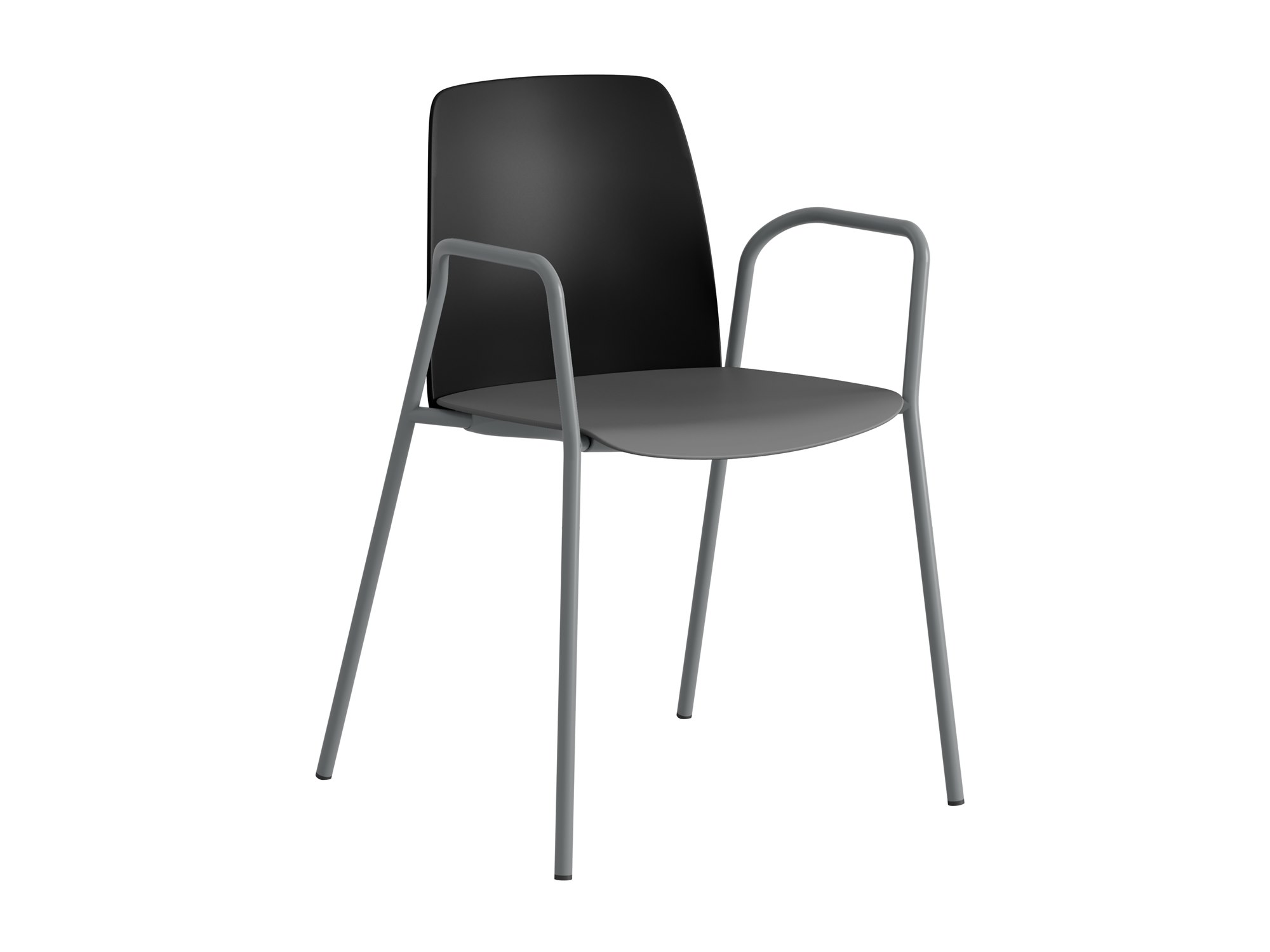 Choice, armstöd, svart plastrygg, mörkgrå plastsits, silvergrått stativ