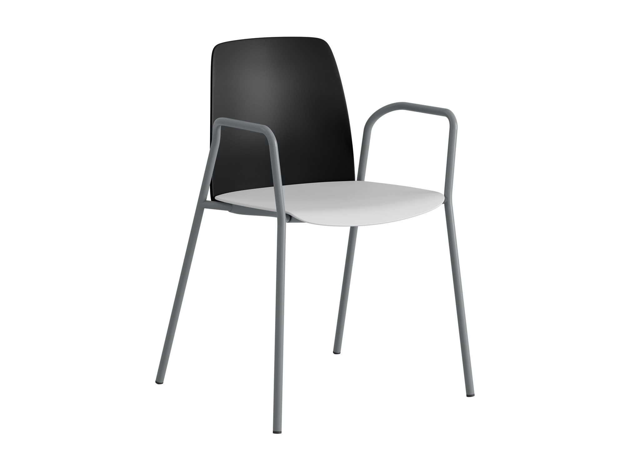 Choice, armstöd, svart plastrygg, vit plastsits, silvergrått stativ