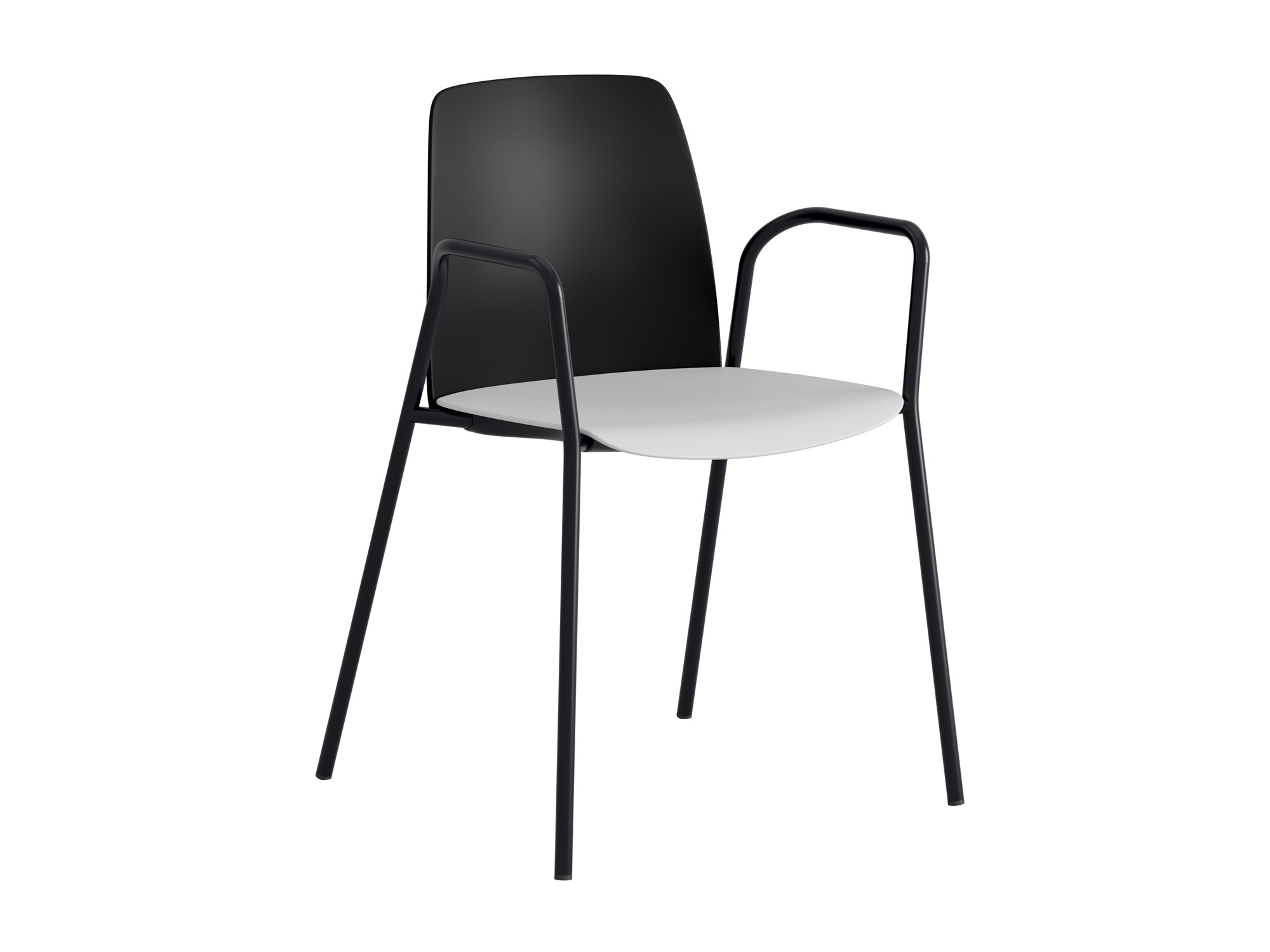 Choice, armstöd, svart plastrygg, vit plastsits, svart stativ