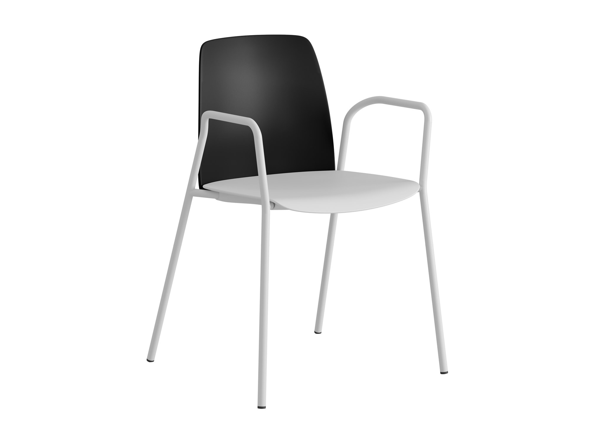 Choice, armstöd, svart plastrygg, vit plastsits, vitt stativ