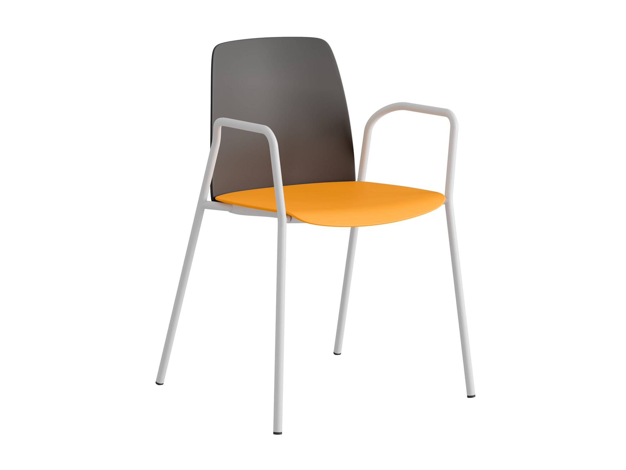 Choice, armstöd, mörkgrå plastrygg, orange plastsits, vitt stativ