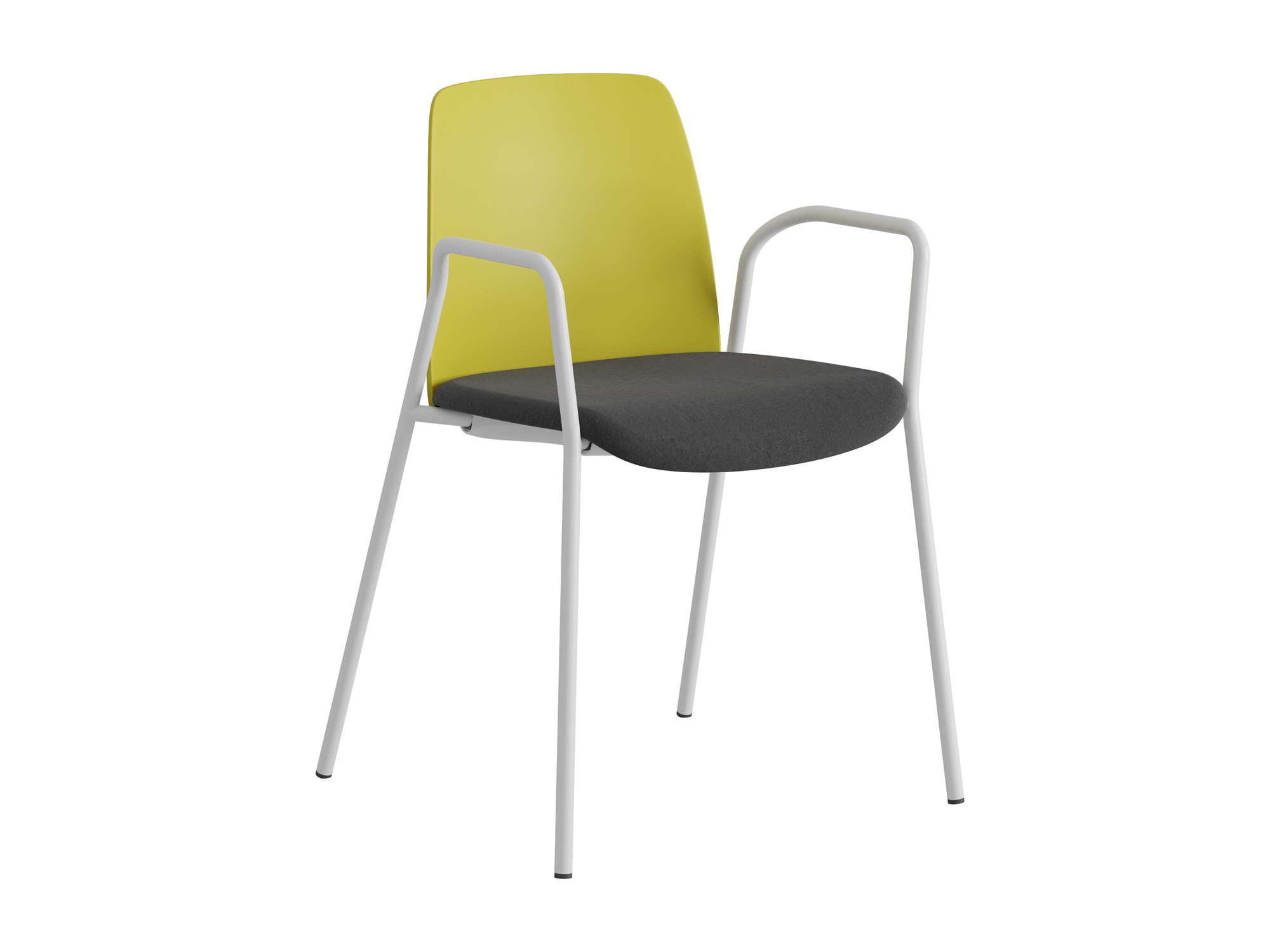 Choice, armstöd, limegrön plastrygg, svart tygklädd sits, vitt stativ