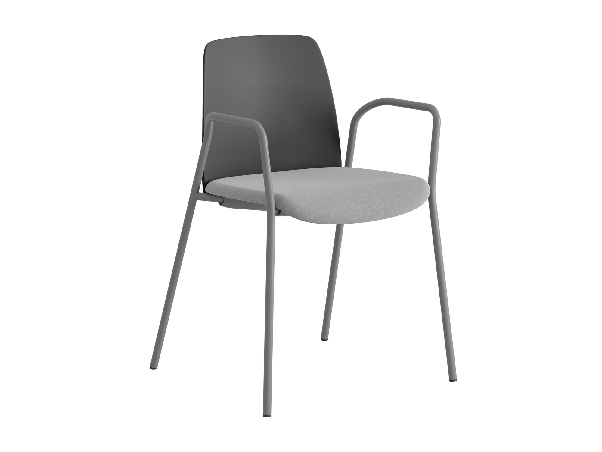 Choice, armstöd, mörkgrå plastrygg, ljusgrå tygklädd sits, silvergrått stativ