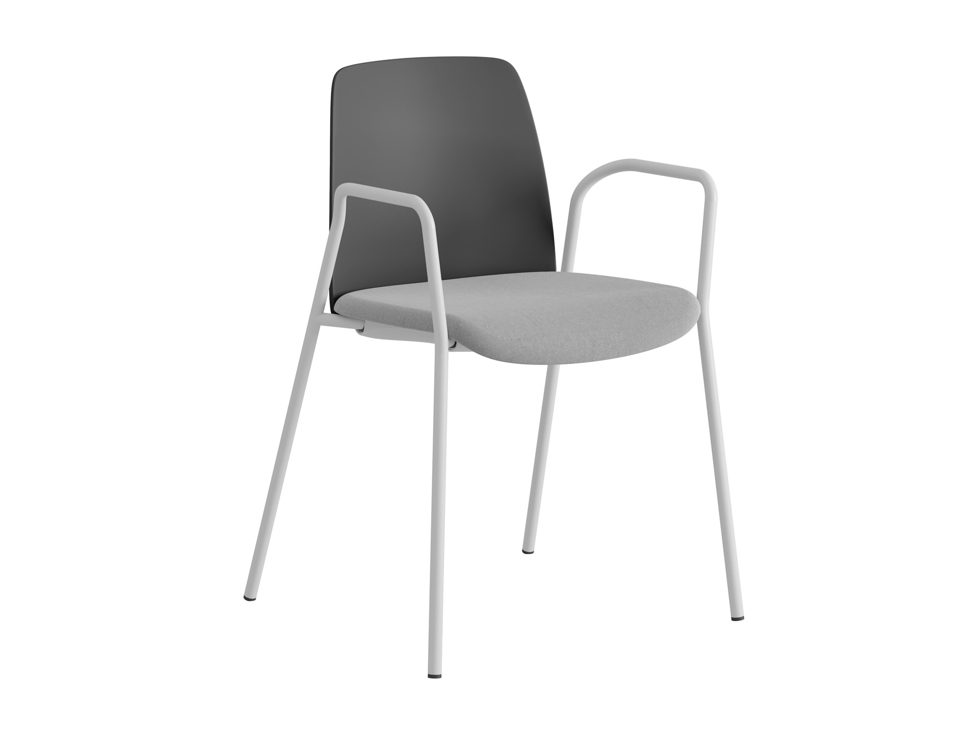 Choice, armstöd, mörkgrå plastrygg, ljusgrå tygklädd sits, vitt stativ