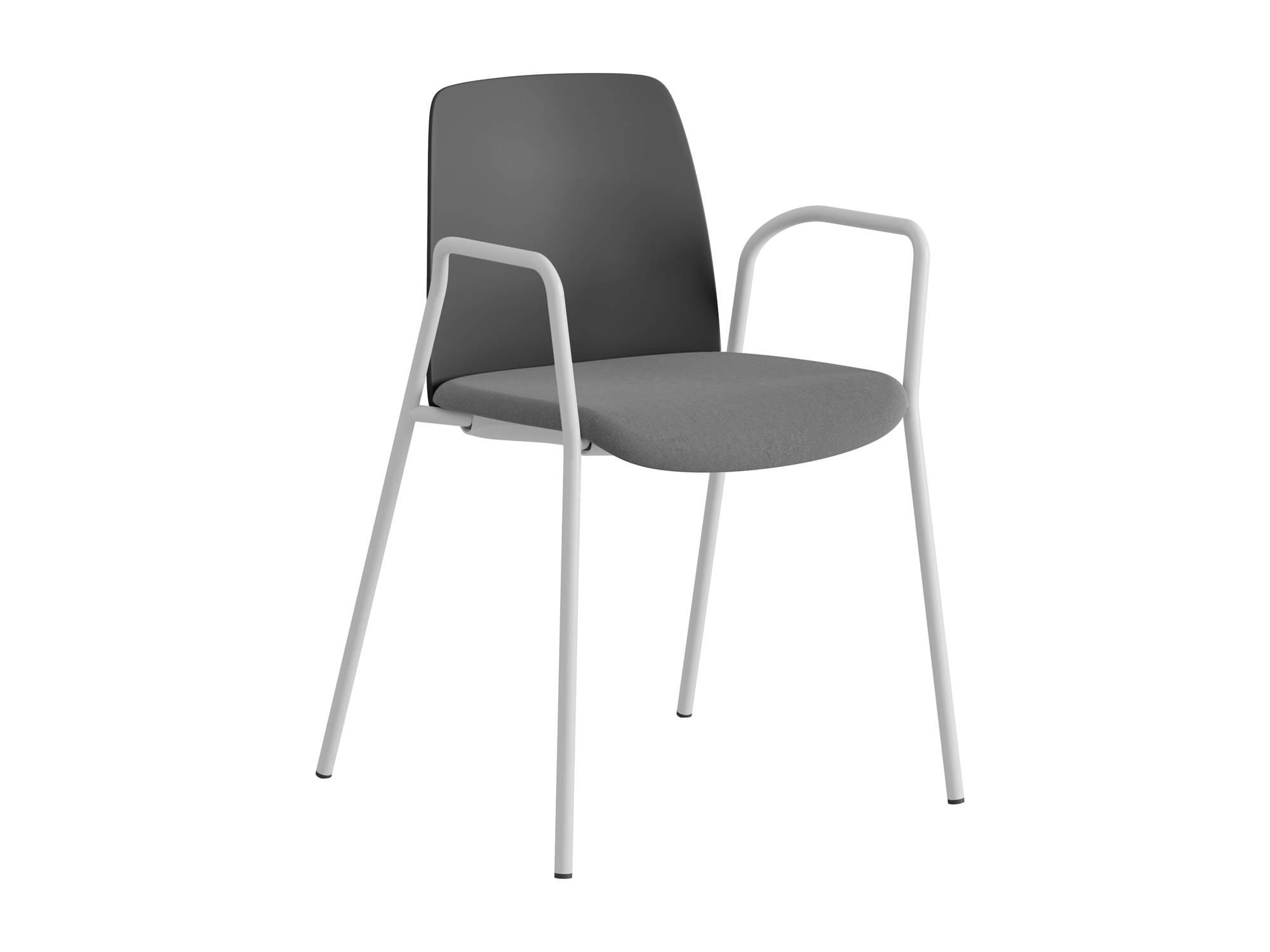 Choice, armstöd, mörkgrå plastrygg, mörkgrå tygklädd sits, vitt stativ