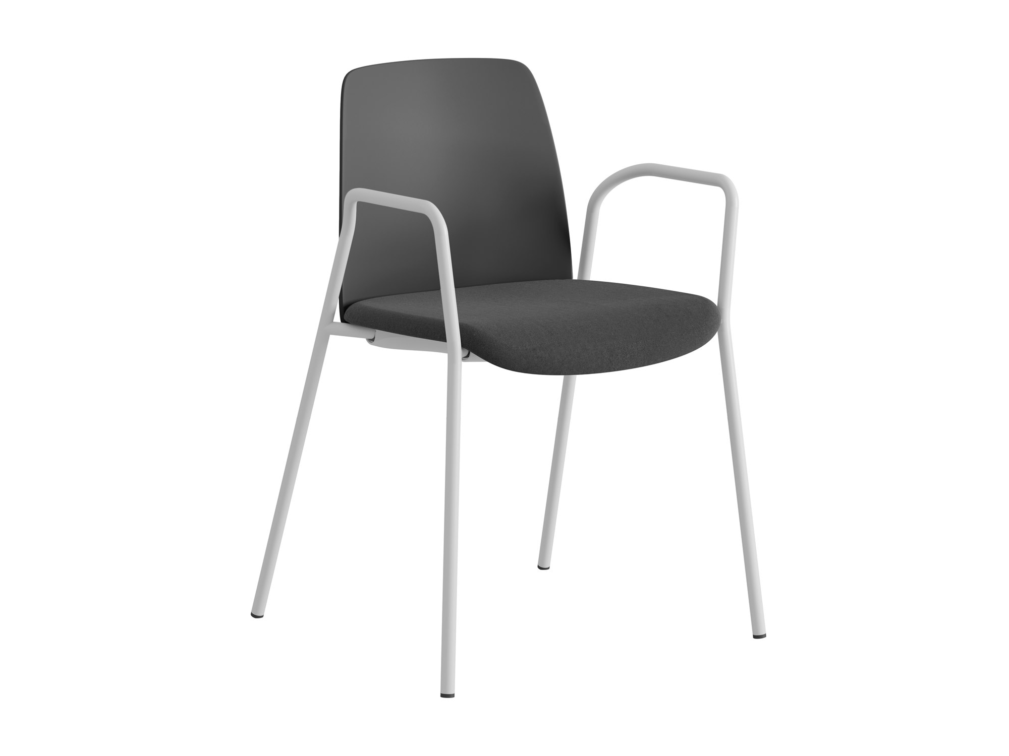 Choice, armstöd, mörkgrå plastrygg, svart tygklädd sits, vitt stativ