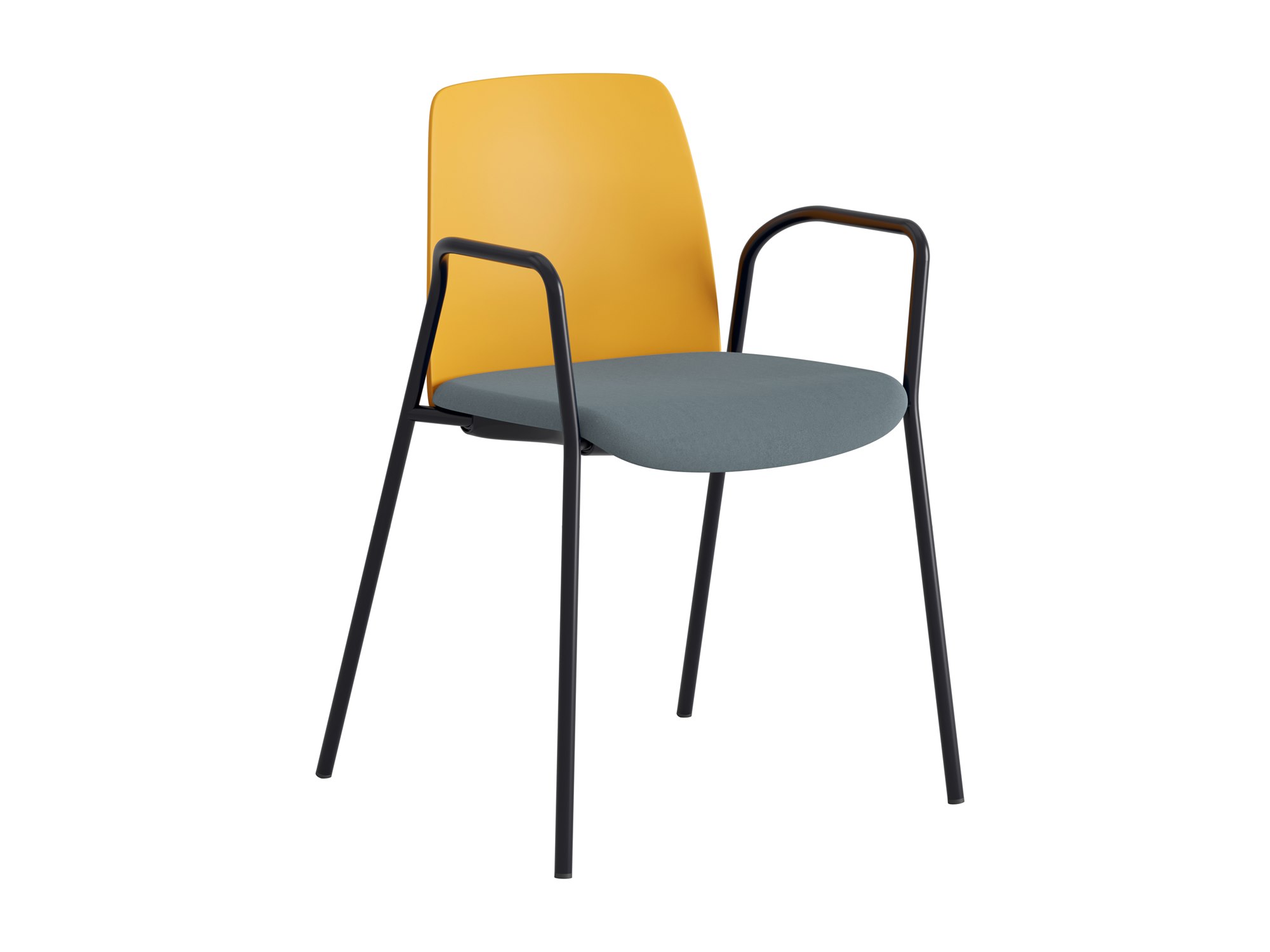 Choice, armstöd, orange plastrygg, blå tygklädd sits, svart stativ