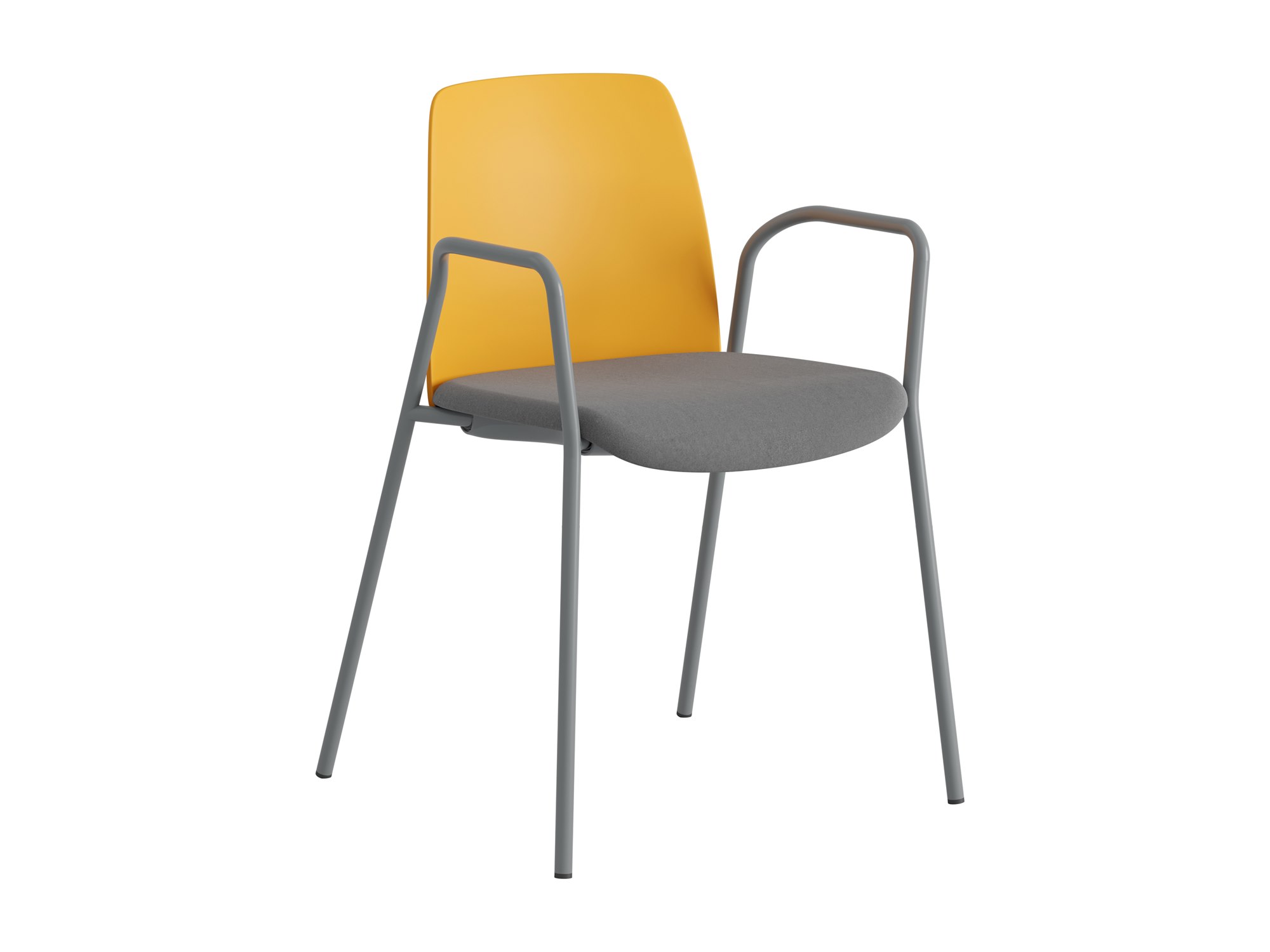 Choice, armstöd, orange plastrygg, mörkgrå tygklädd sits, silvergrått stativ