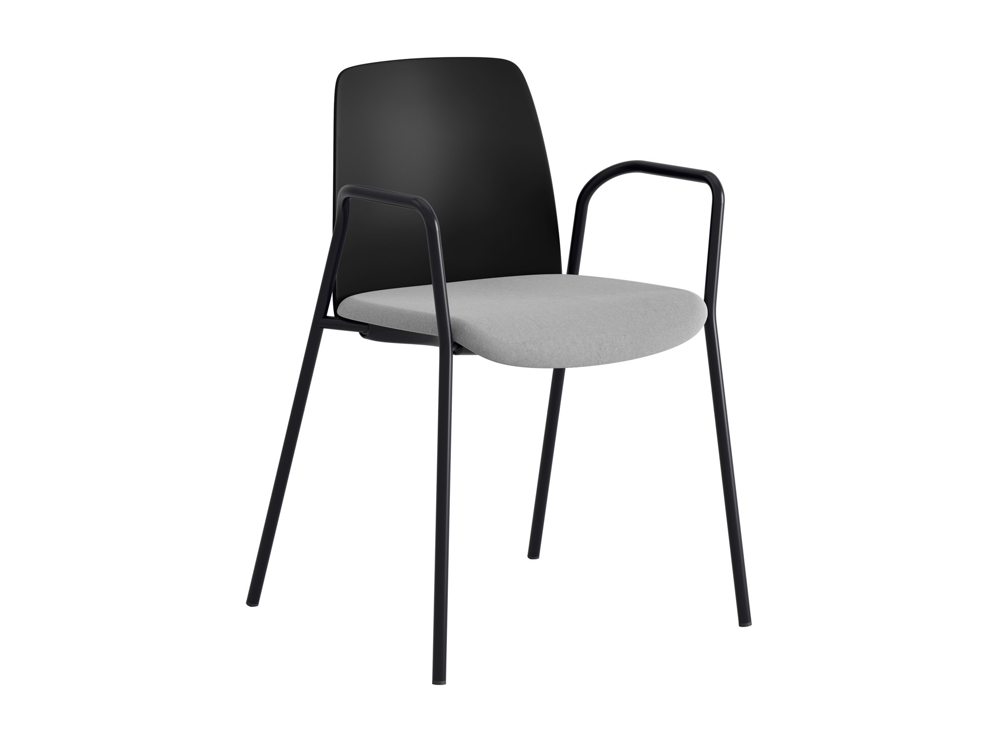 Choice, armstöd, svart plastrygg, ljusgrå tygklädd sits, svart stativ