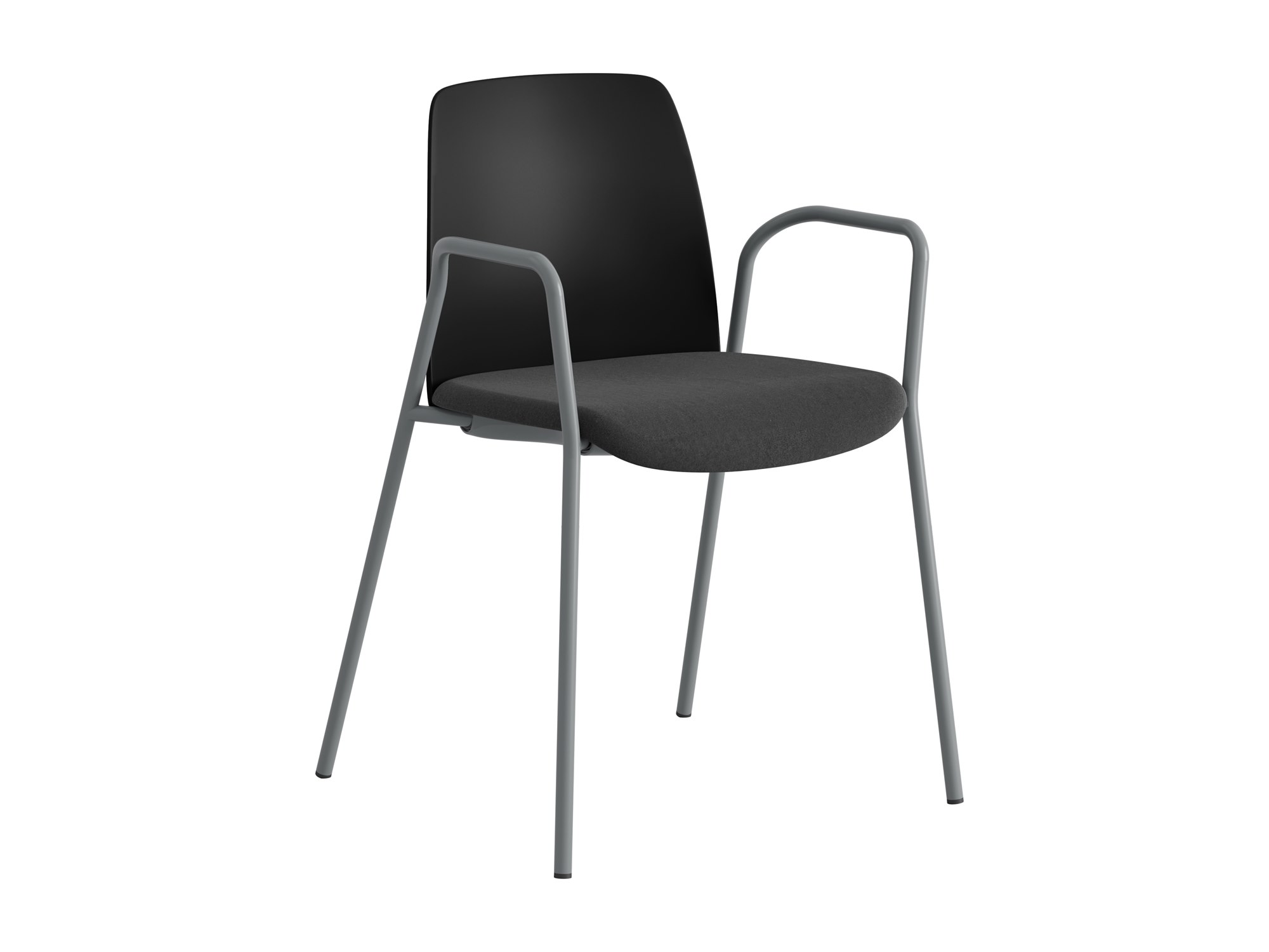 Choice, armstöd, svart plastrygg, svart tygklädd sits, silvergrått stativ