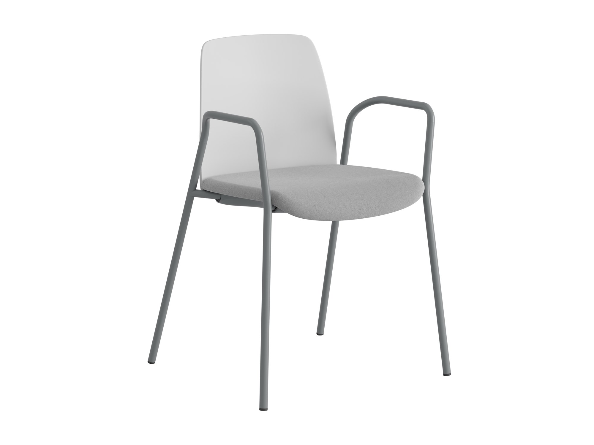 Choice, armstöd, vit plastrygg, ljusgrå tygklädd sits, silvergrått stativ