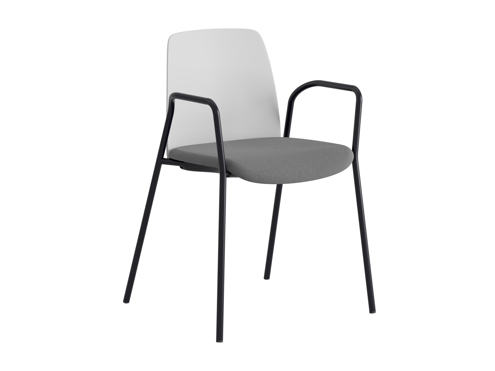 Choice, armstöd, vit plastrygg, mörkgrå tygklädd sits, svart stativ