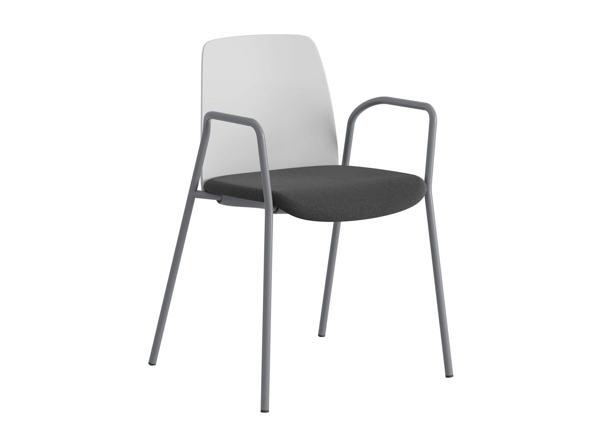 Choice, armstöd, vit plastrygg, svart tygklädd sits, silvergrått stativ