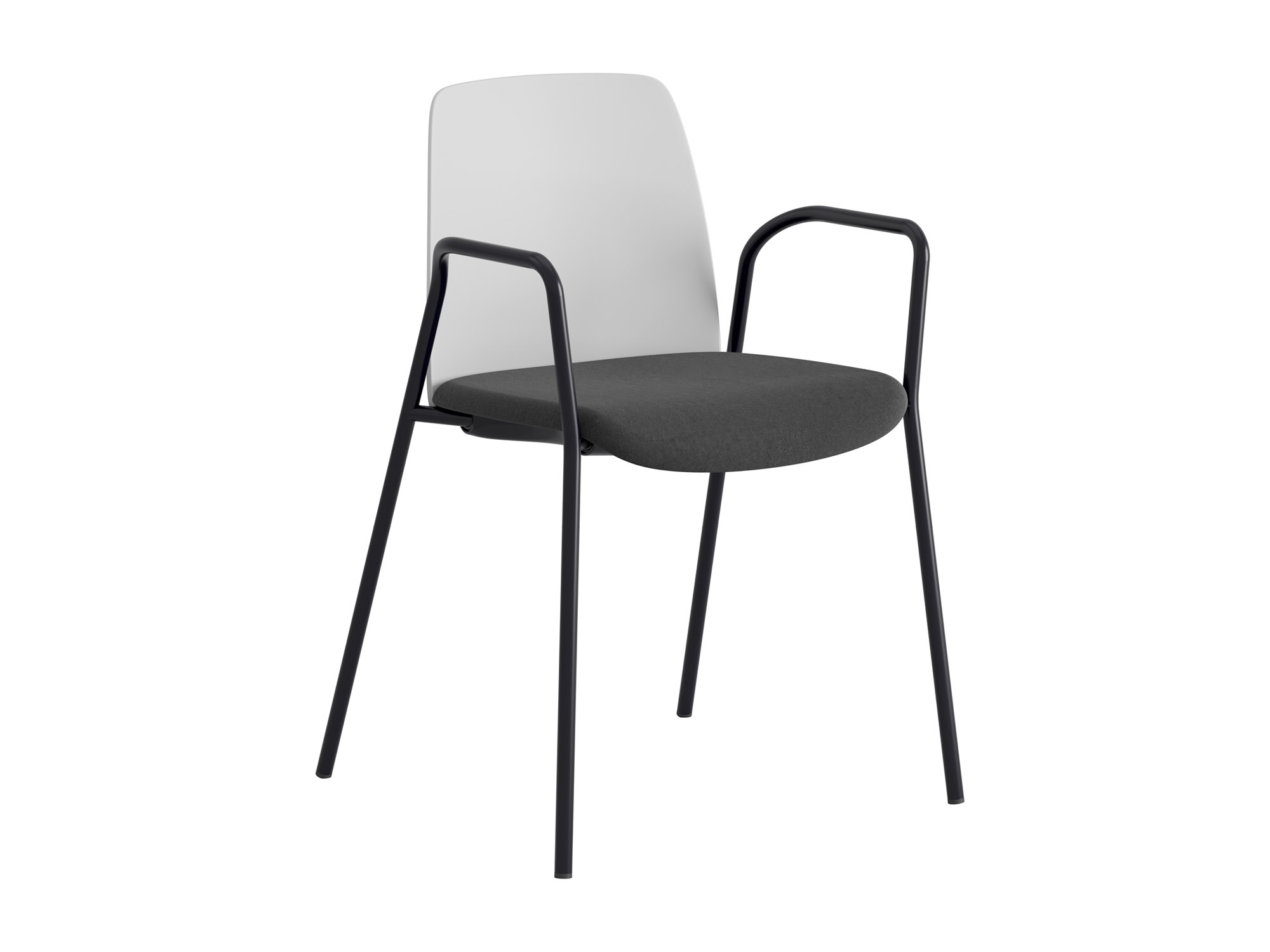 Choice, armstöd, vit plastrygg, svart tygklädd sits, svart stativ