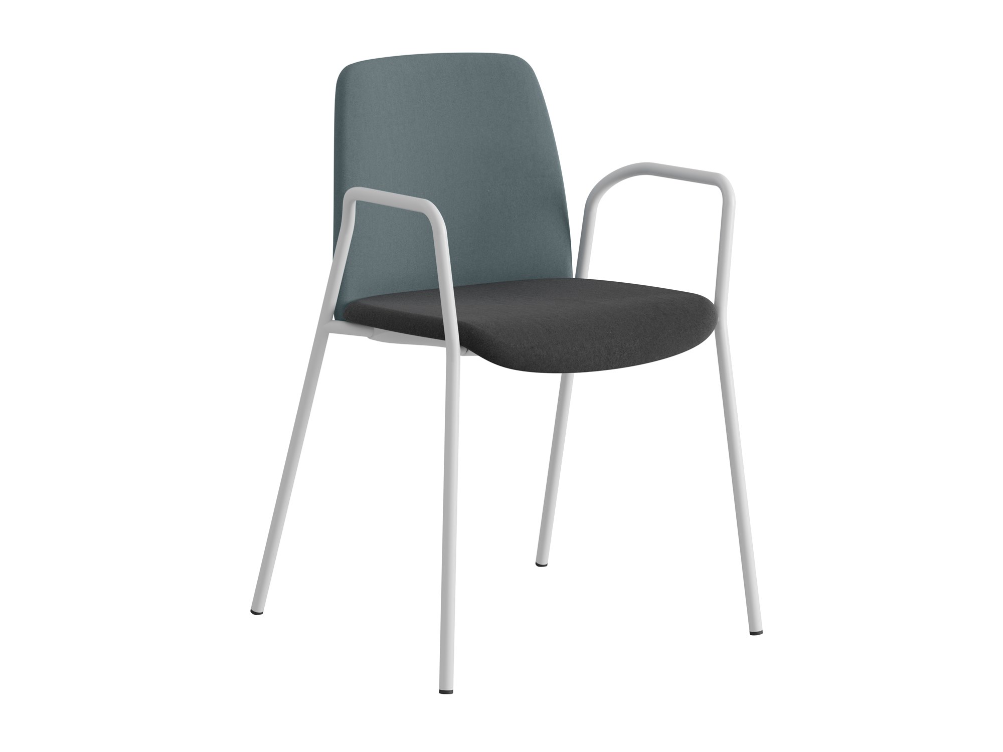 Choice, armstöd, blå tygklädd rygg, svart tygklädd sits, vitt stativ