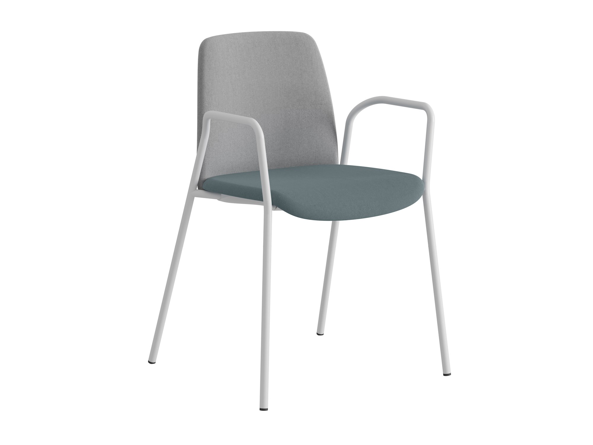 Choice, armstöd, ljusgrå tygklädd rygg, blå tygklädd sits, vitt stativ