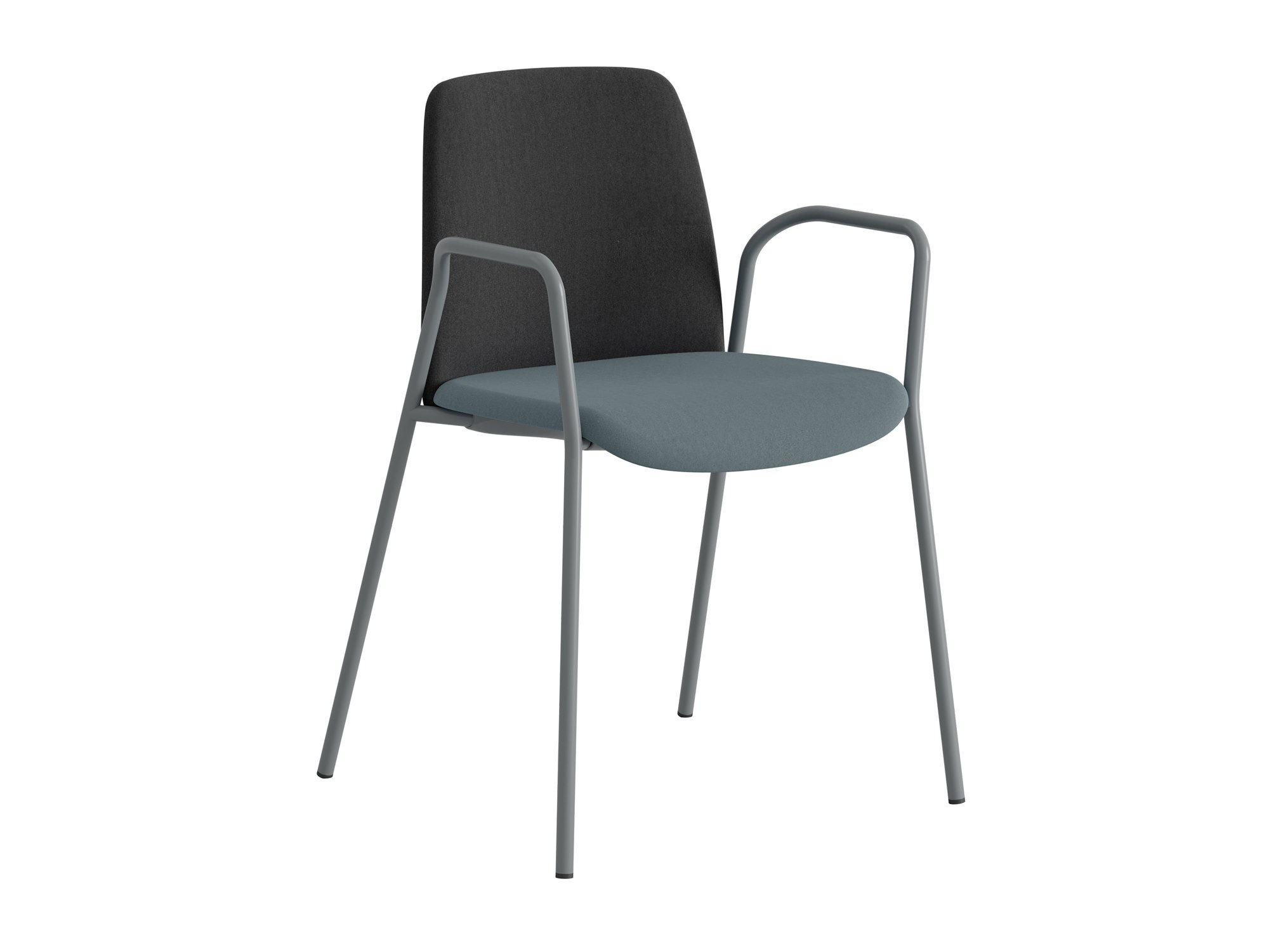 Choice, armstöd, svart tygklädd rygg, blå tygklädd sits, silvergrått stativ