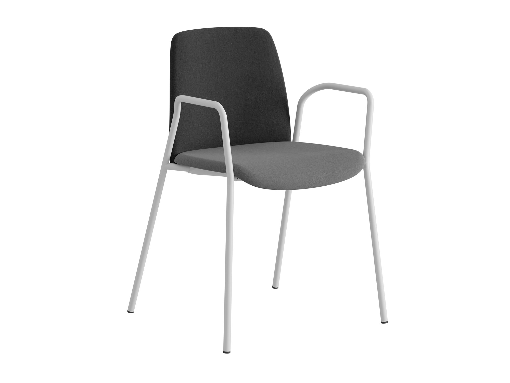 Choice, armstöd, svart tygklädd rygg, mörkgrå tygklädd sits, vitt stativ