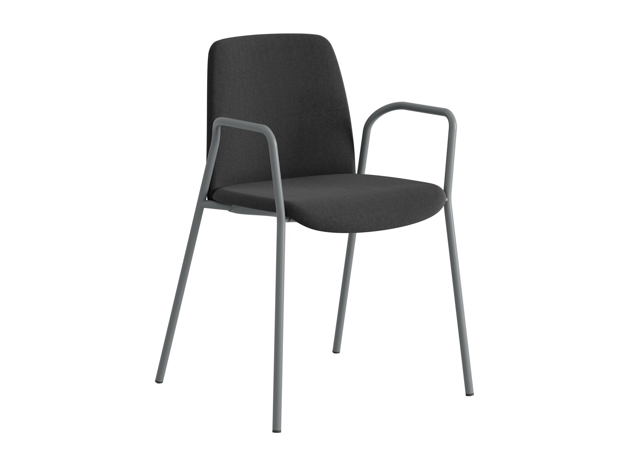 Choice, armstöd, svart tygklädd rygg, svart tygklädd sits, silvergrått stativ