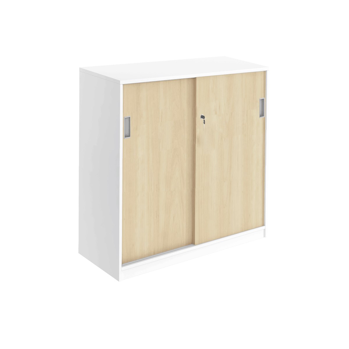 Skjutdörrskåp, 2xA4, 120x91,5x40 cm, Vit/Ek