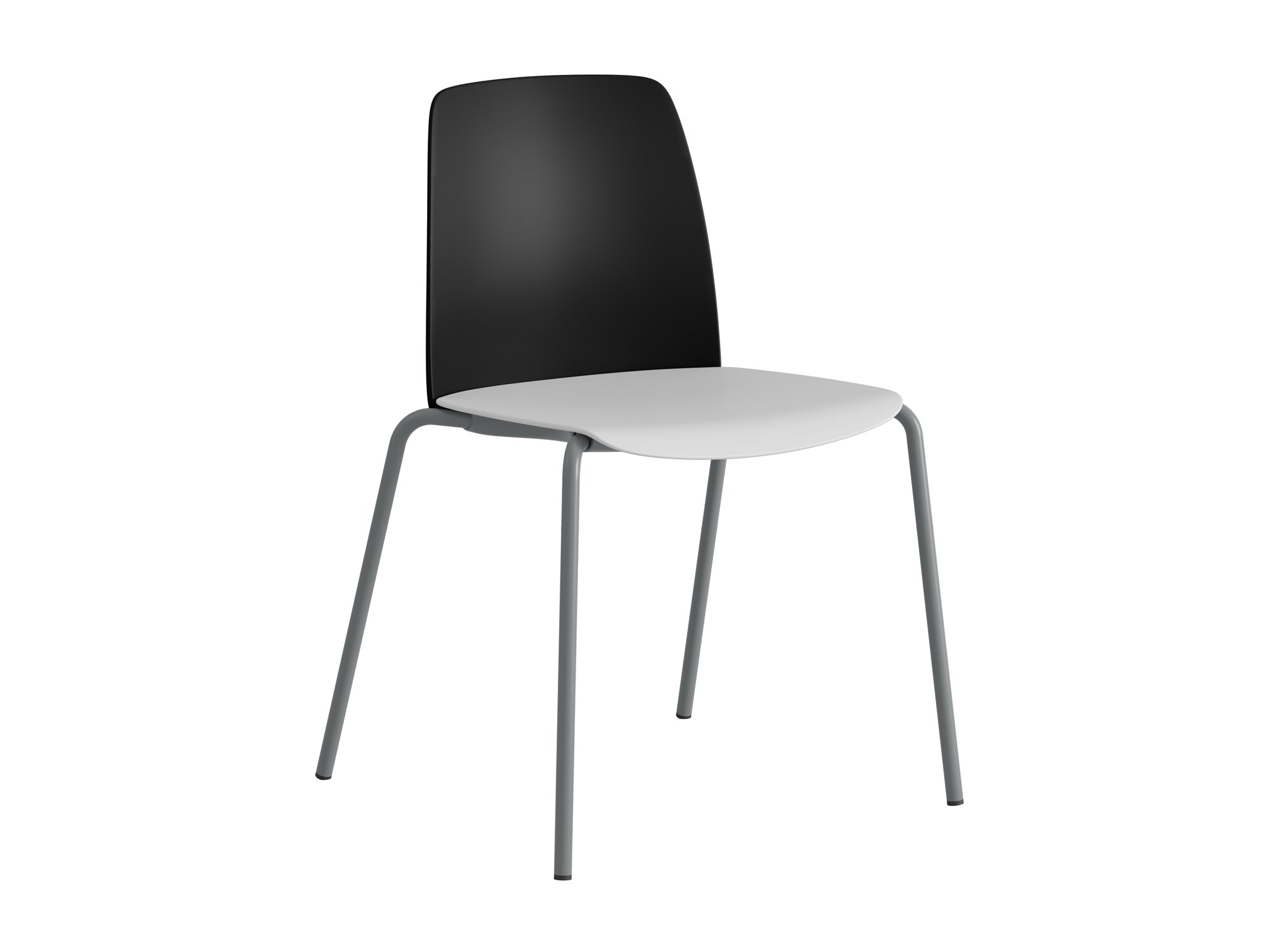 Choice, svart plastrygg, vit plastsits, silvergrått stativ