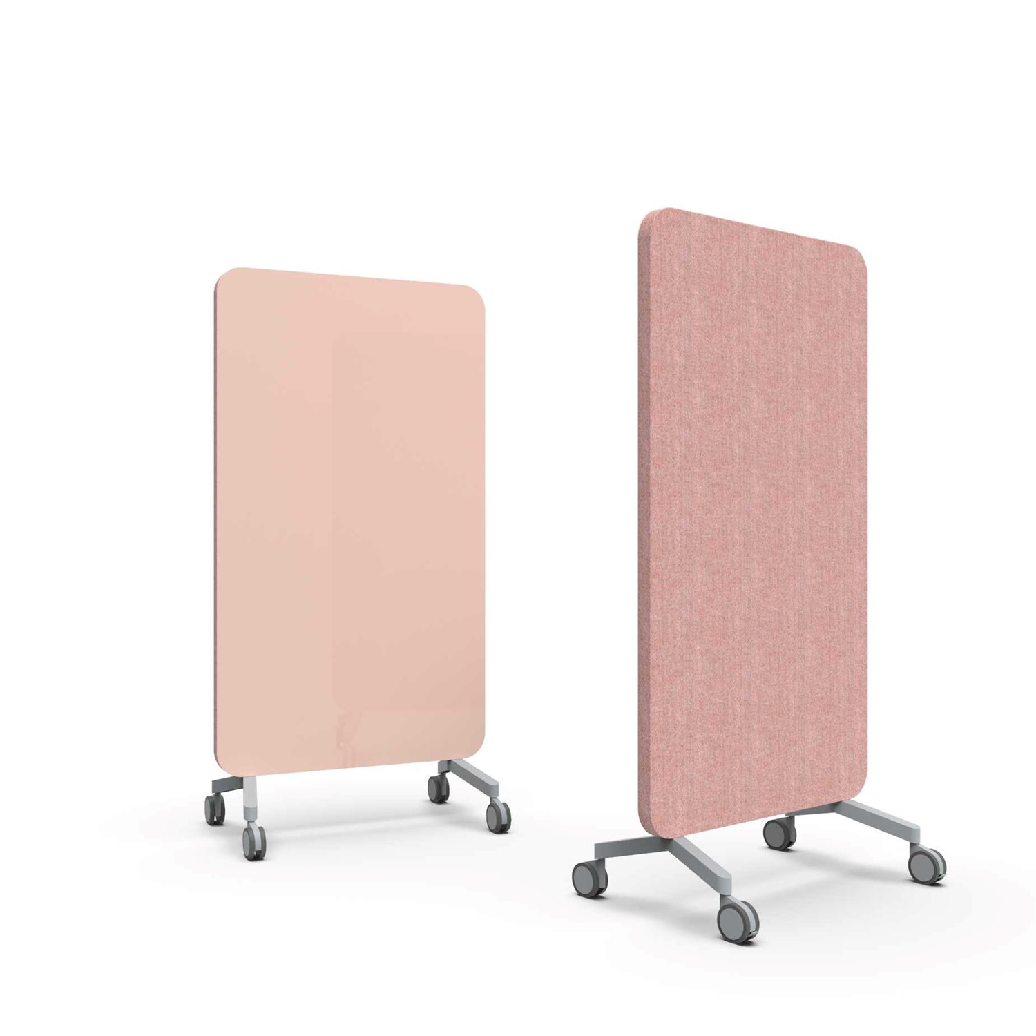 Mood Fabric Mobile, glasskrivtavla med ljudabsorberande baksida, 100x196 cm, Naive/Synergy LDP74, grå fötter/grå hjul