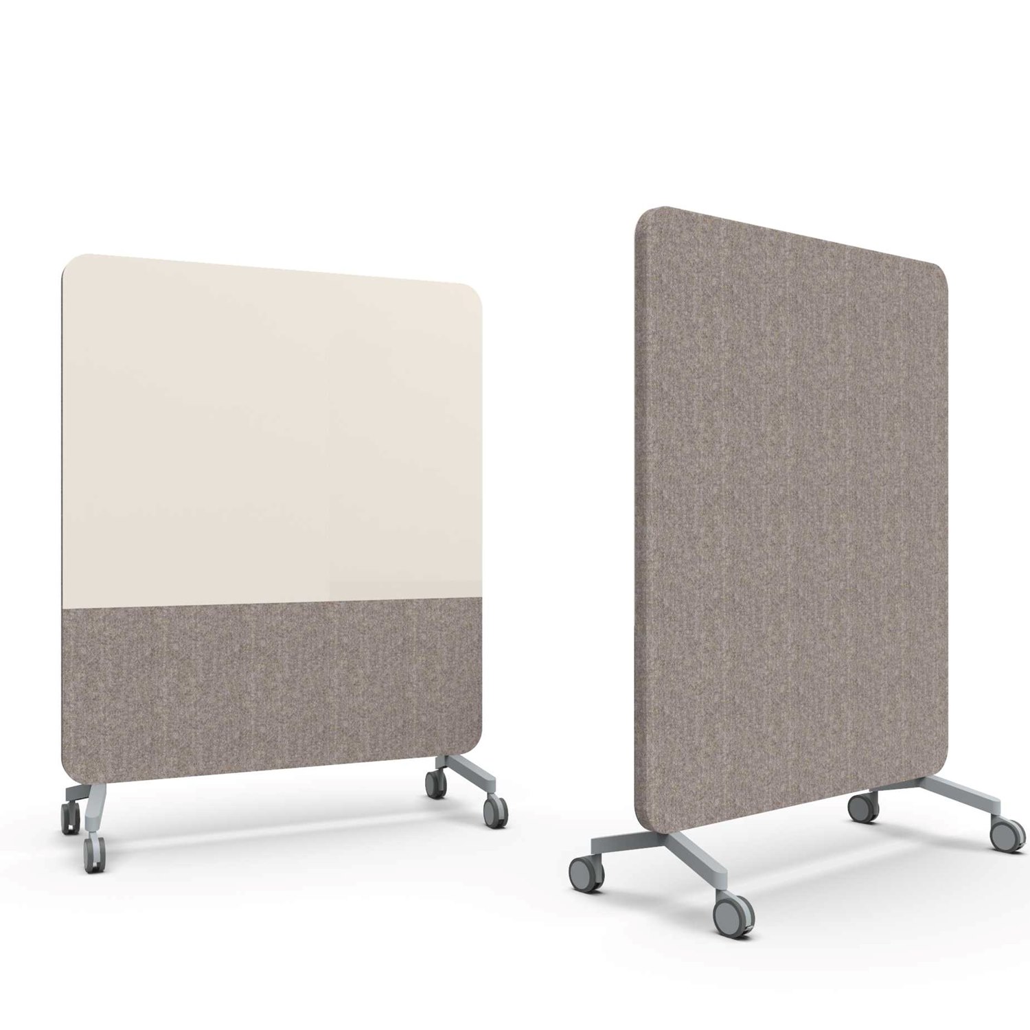 Mood Fabric Mobile, glasskrivtavla med ljudabsorberande baksida, 150x196 cm, Lazy/Synergy LDP32, grå fötter/grå hjul