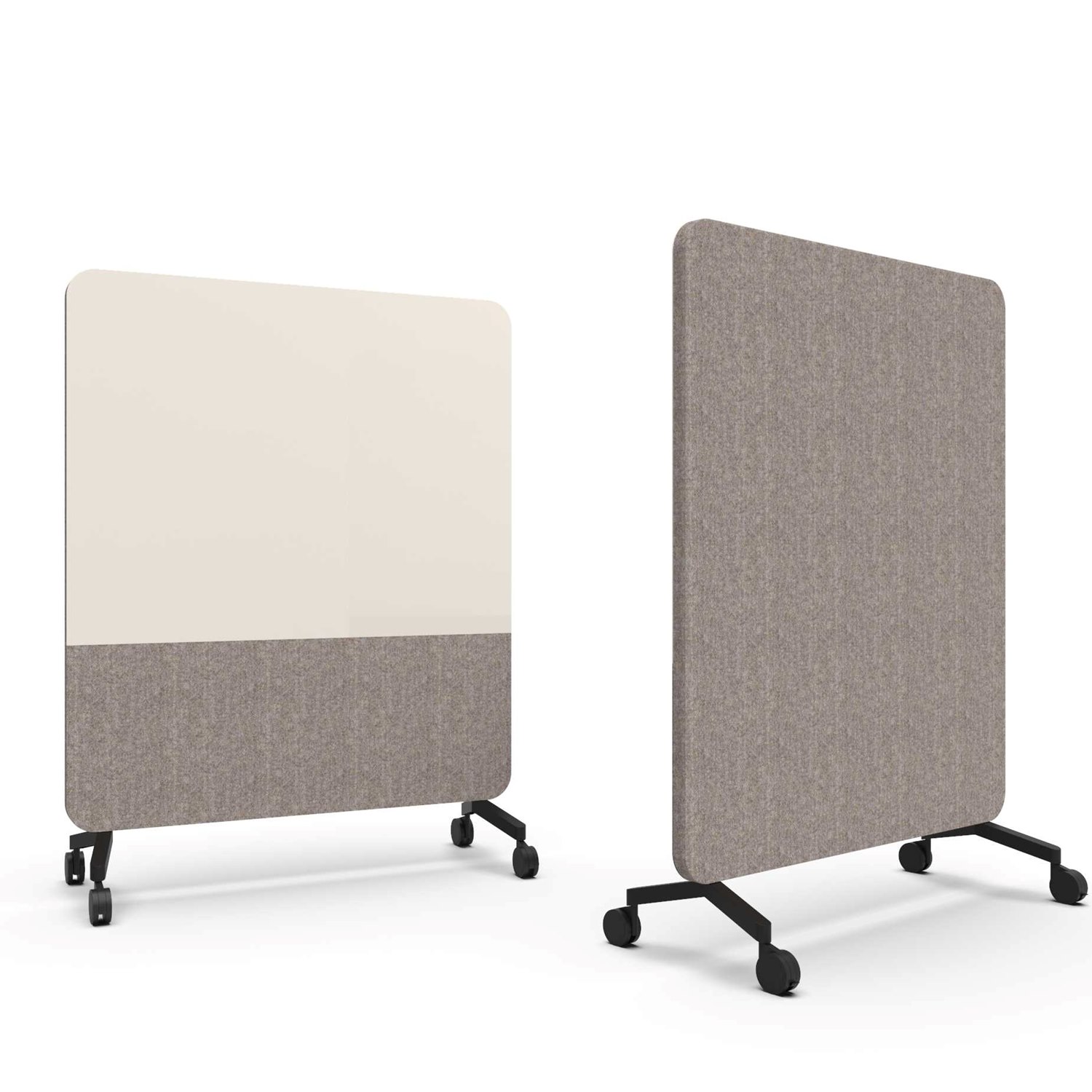 Mood Fabric Mobile, glasskrivtavla med ljudabsorberande baksida, 150x196 cm, Lazy/Synergy LDP32, svarta fötter/svarta hjul