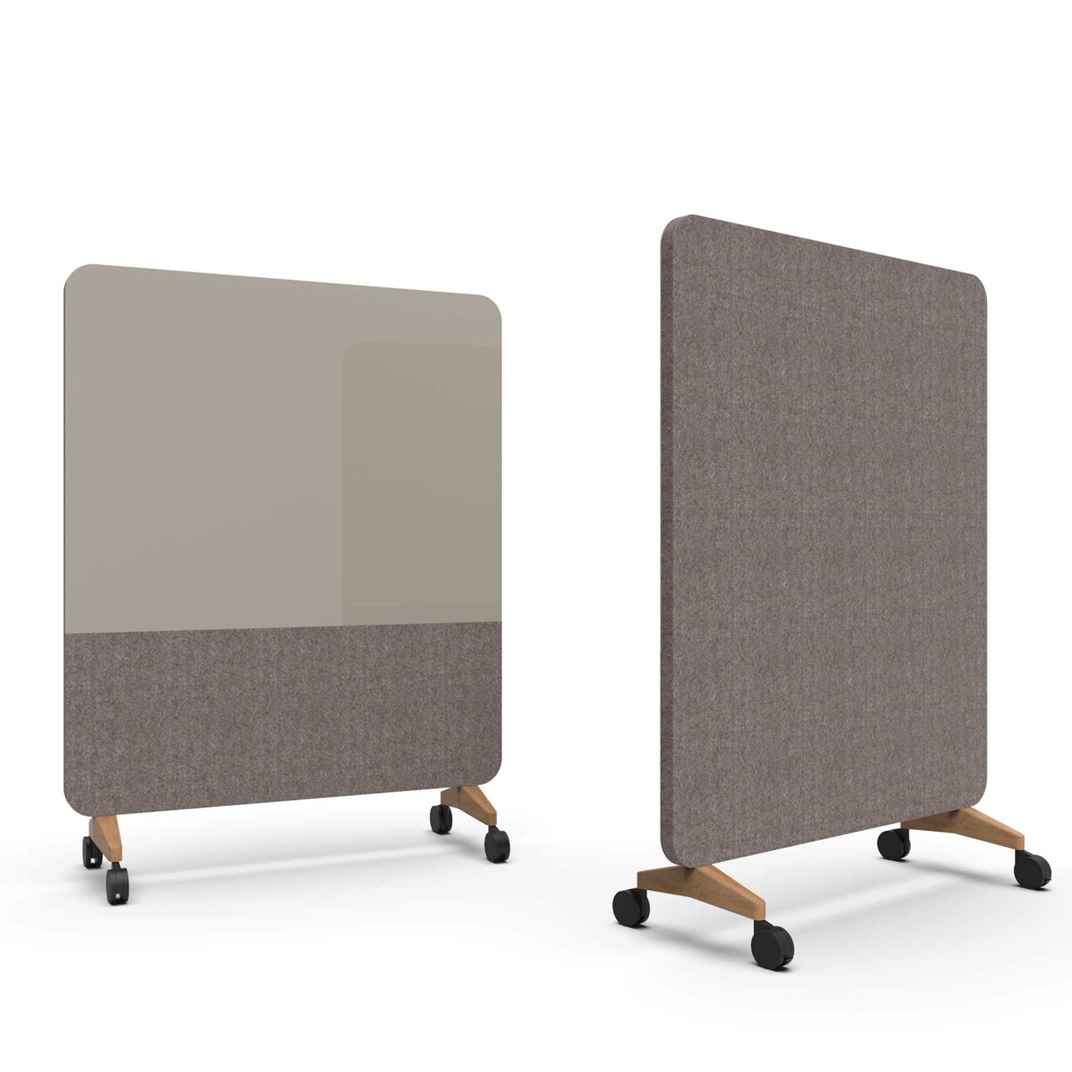 Mood Fabric Mobile, glasskrivtavla med ljudabsorberande baksida, 150x196 cm, Cozy/Synergy LDP33, ekfötter/svarta hjul