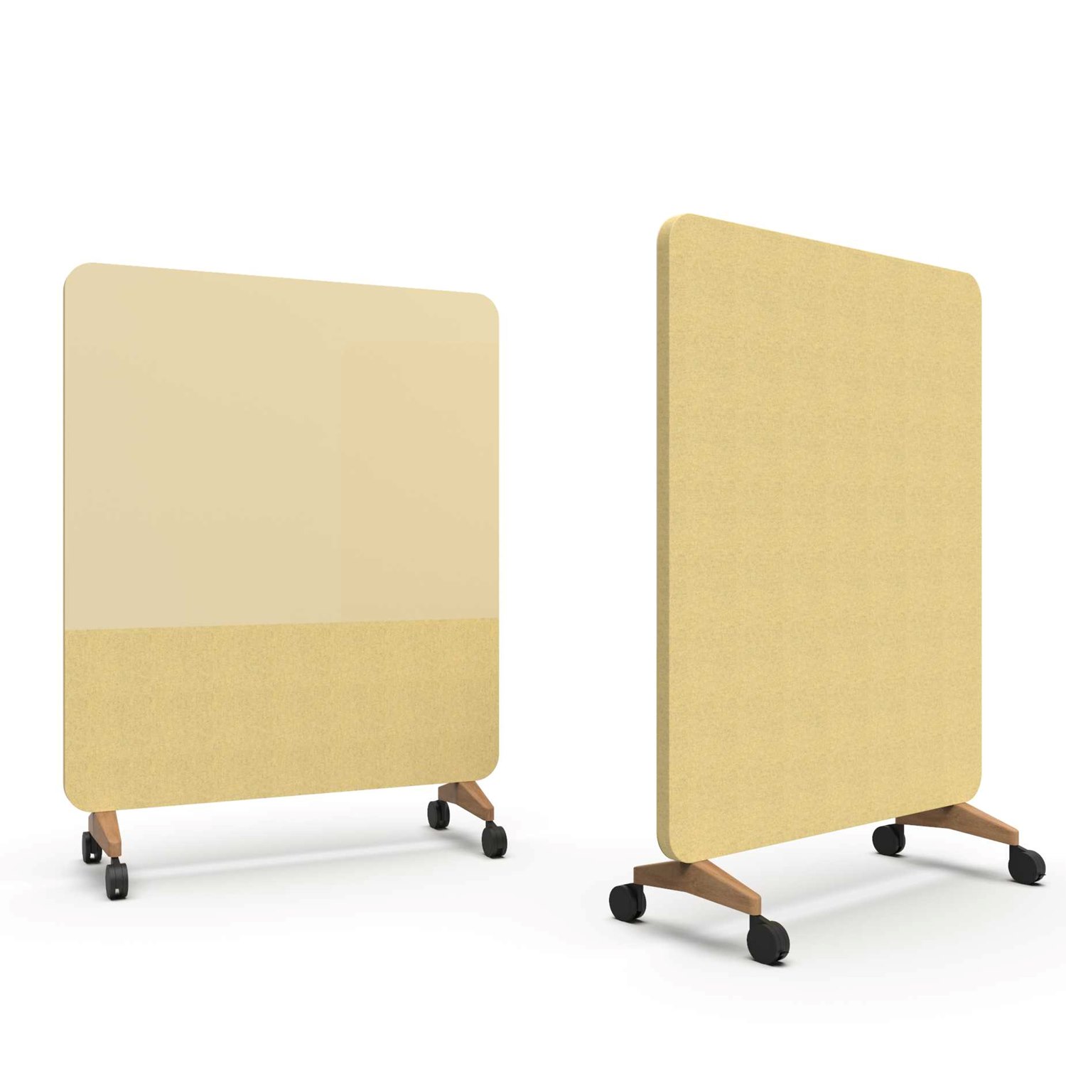 Mood Fabric Mobile, glasskrivtavla med ljudabsorberande baksida, 150x196 cm, Mellow/Synergy LDP45, ekfötter/svarta hjul