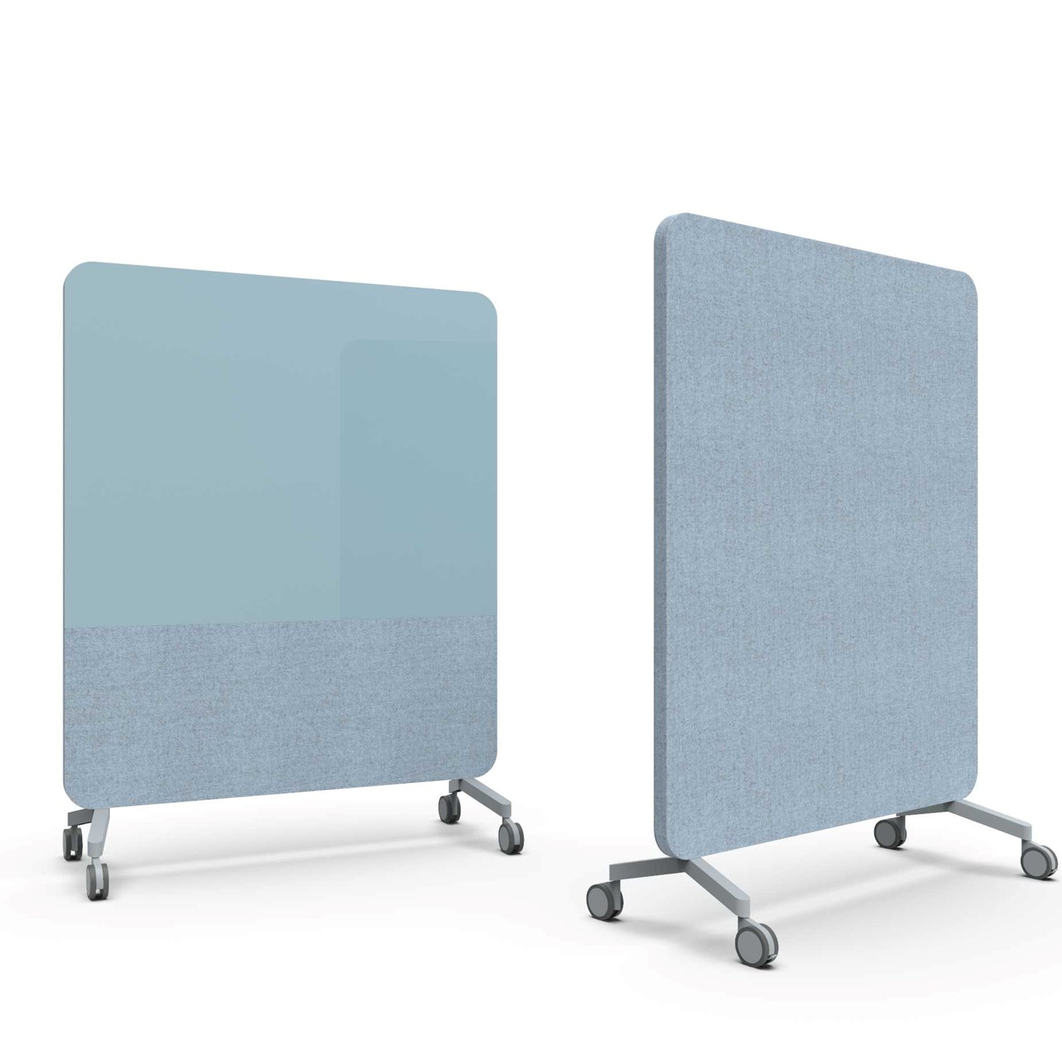 Mood Fabric Mobile, glasskrivtavla med ljudabsorberande baksida, 150x196 cm, Calm/Blazer Lite LTH63, grå fötter/grå hjul
