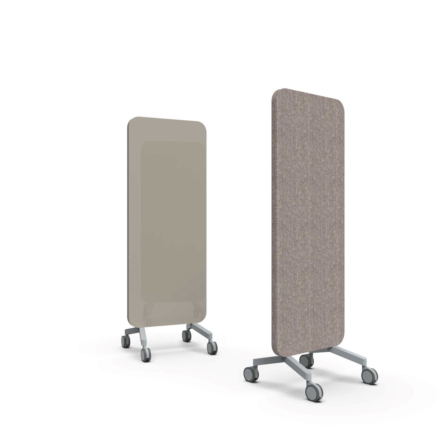 Mood Fabric Mobile, glasskrivtavla med ljudabsorberande baksida, 70x196 cm, Cozy/Synergy LDP32, grå fötter/grå hjul
