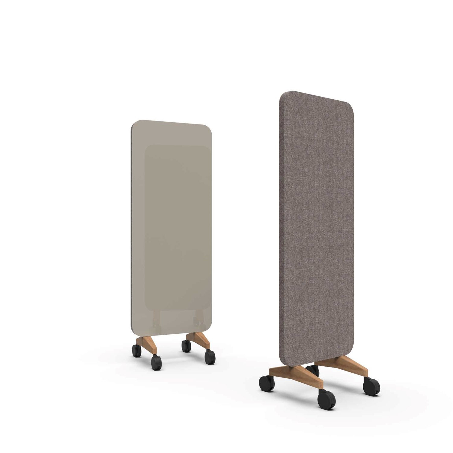 Mood Fabric Mobile, glasskrivtavla med ljudabsorberande baksida, 70x196 cm, Cozy/Synergy LDP33, ekfötter/svarta hjul