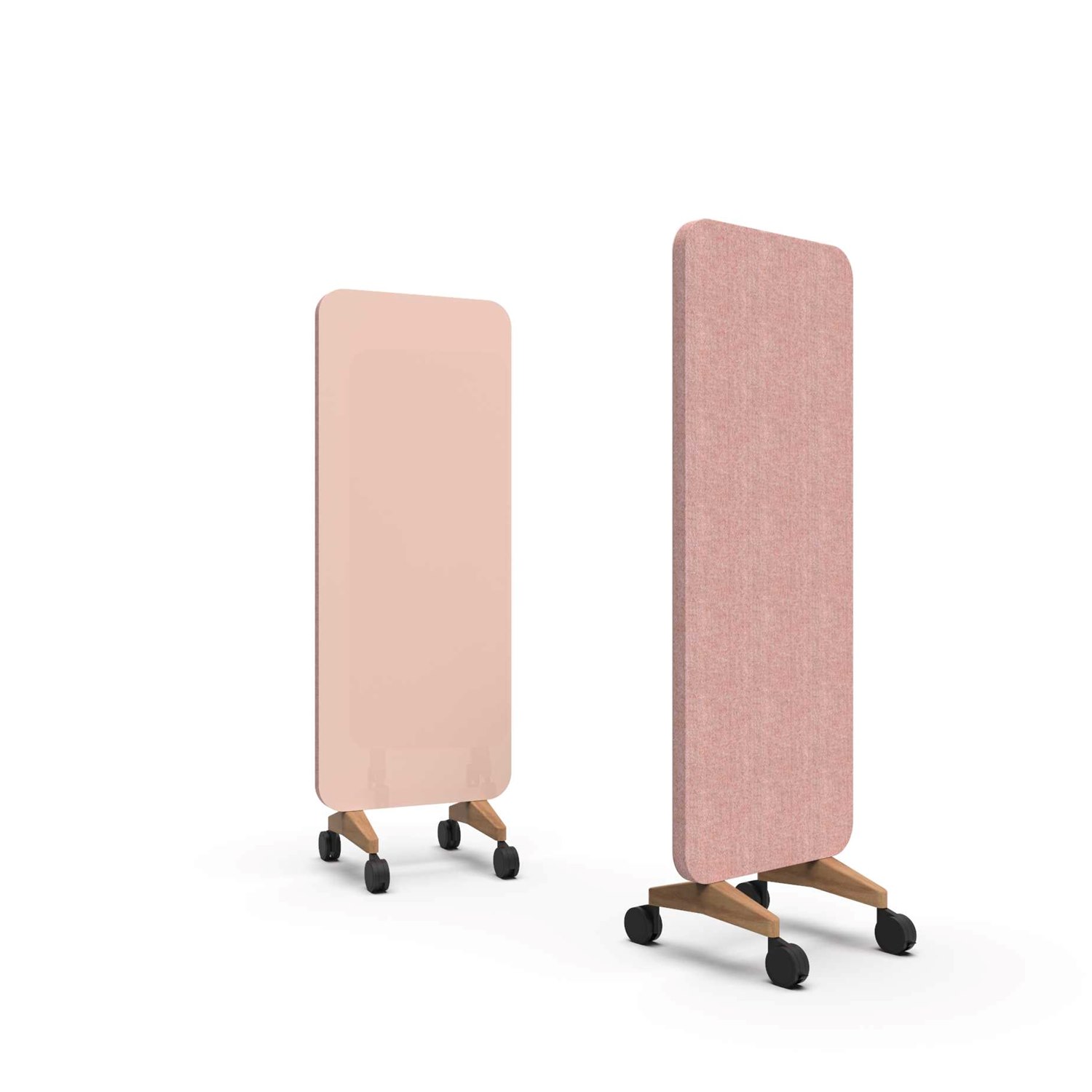 Mood Fabric Mobile, glasskrivtavla med ljudabsorberande baksida, 70x196 cm, Naive/Synergy LDP74, ekfötter/svarta hjul