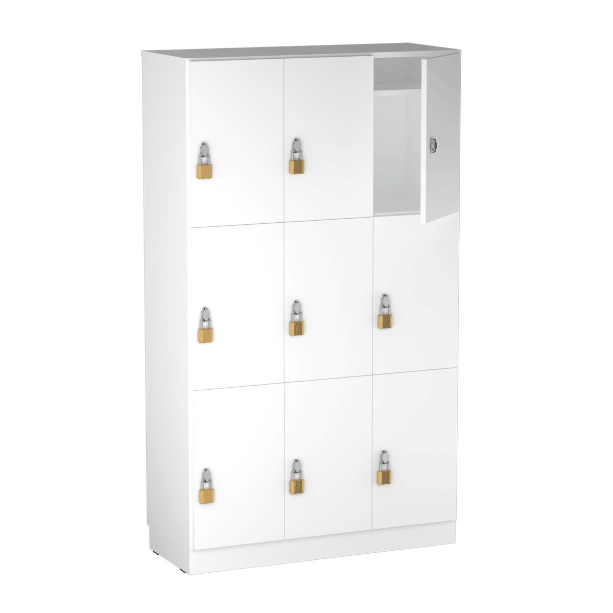 Personalskåp, 9 fack, 100x172,5 cm, hänglås, vit