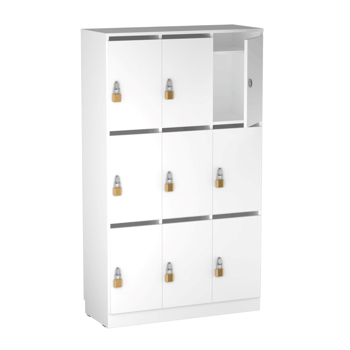 Personalskåp, 9 fack/post, 100x172,5 cm, hänglås, vit