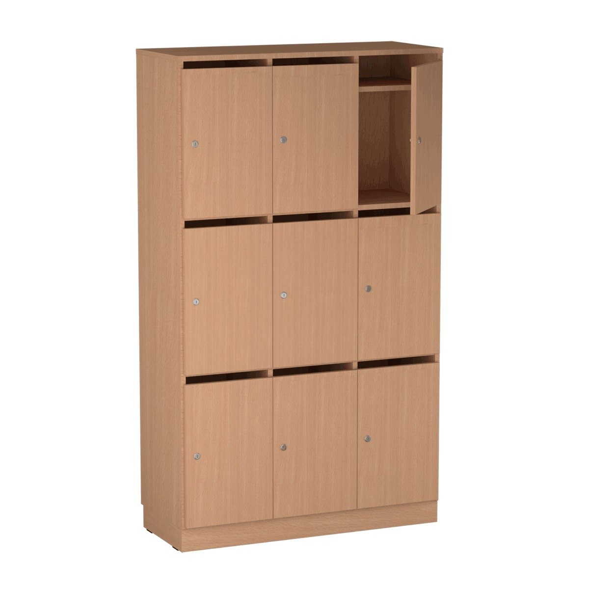 Personalskåp, 9 fack/post, 100x172,5 cm, nyckellås, bok