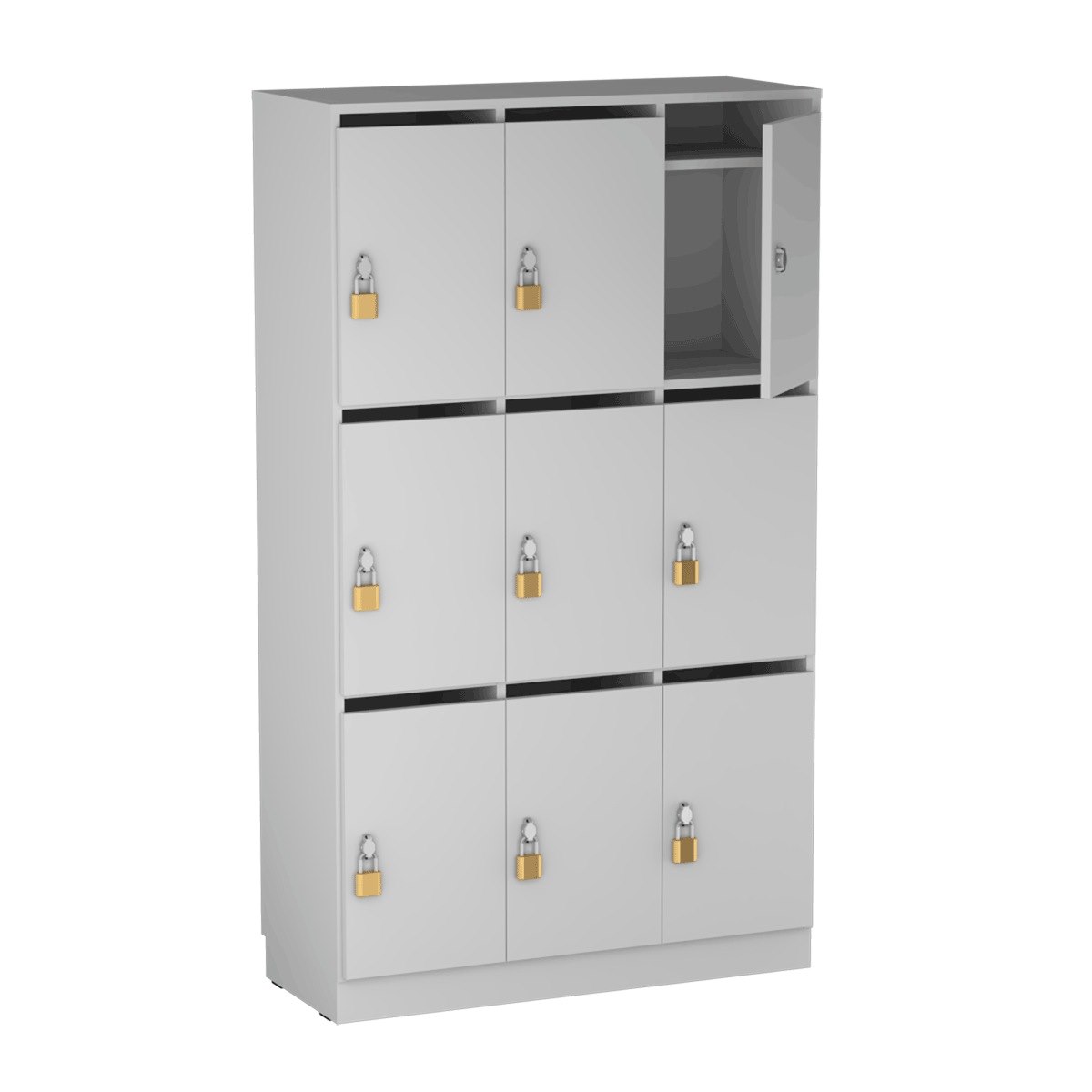 Personalskåp, 9 fack/post, 100x172,5 cm, hänglås, ljusgrå