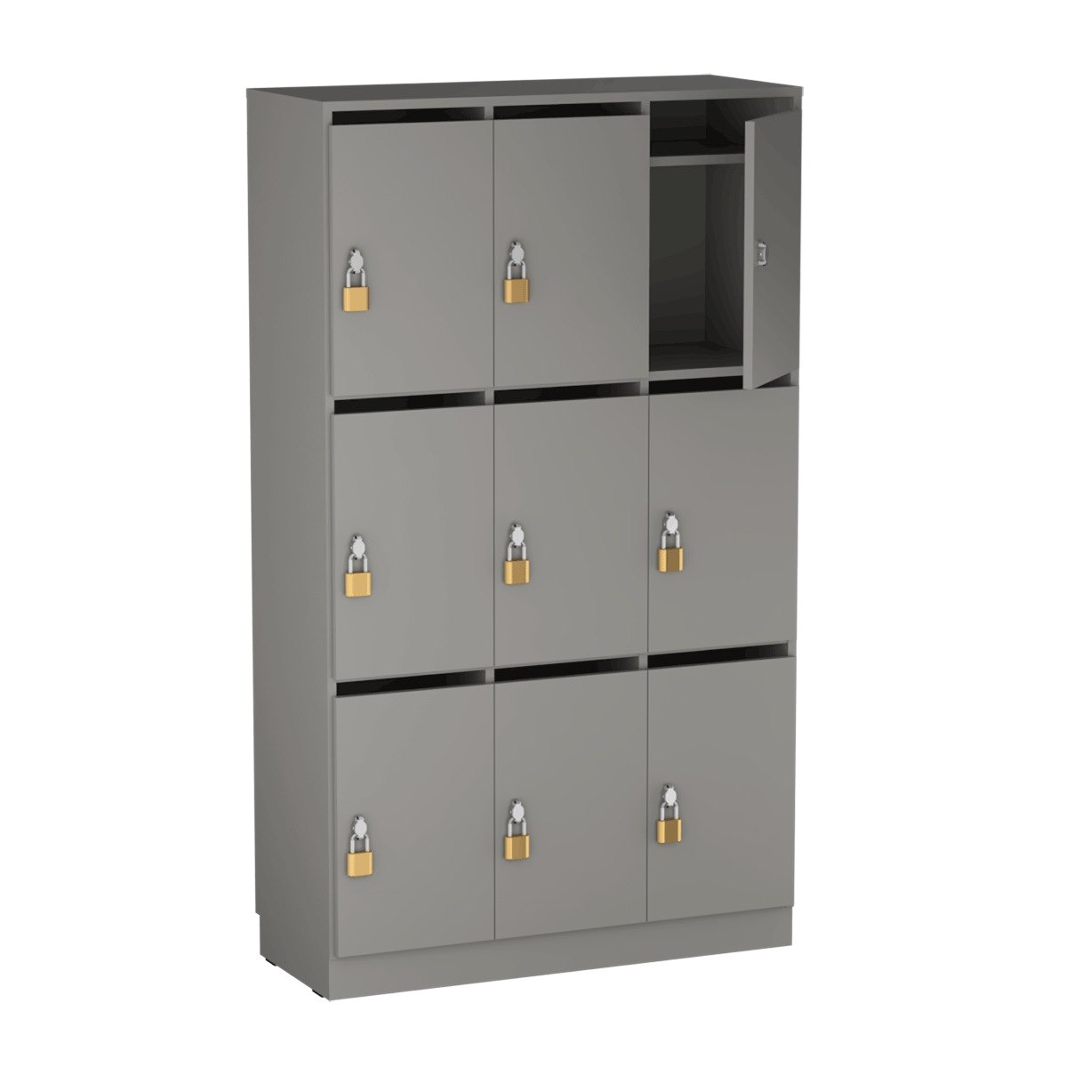 Personalskåp, 9 fack/post, 100x172,5 cm, hänglås, mellangrå