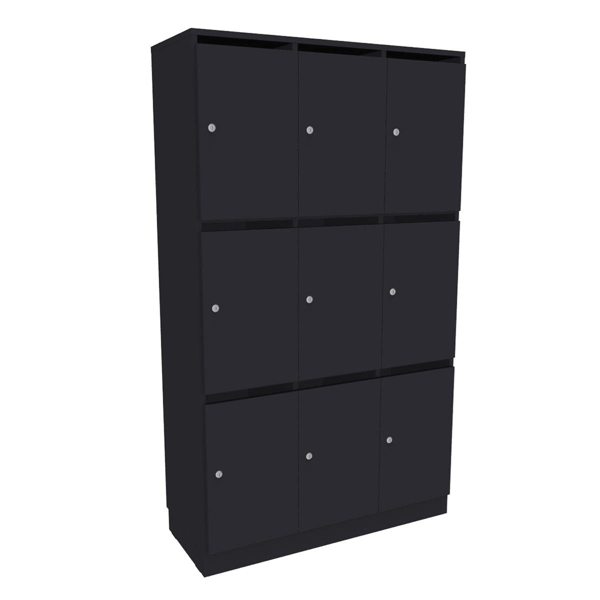 Personalskåp, 9 fack/post, 100x172,5 cm, nyckellås, svart