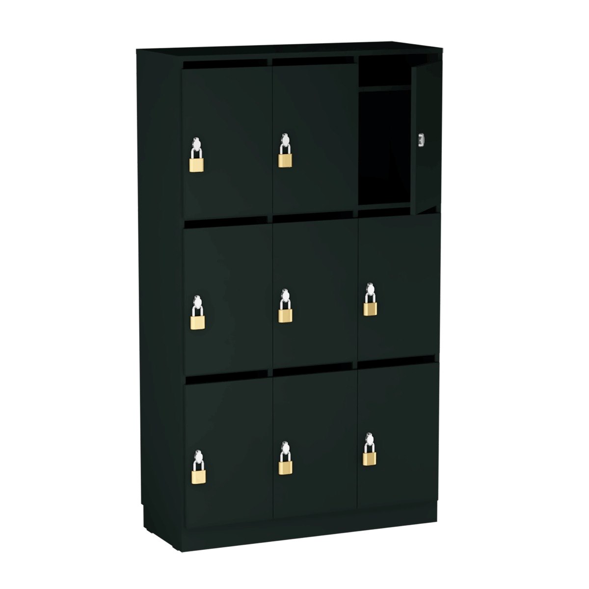 Personalskåp, 9 fack/post, 100x172,5 cm, hänglås, svart