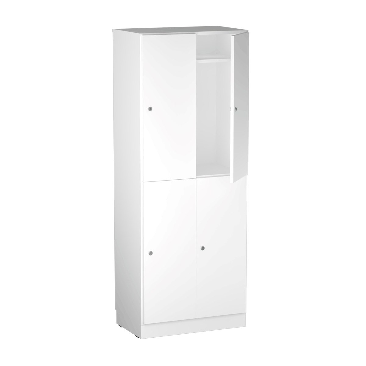 Personalskåp, 4 fack, 66x172,5 cm, nyckellås, vit